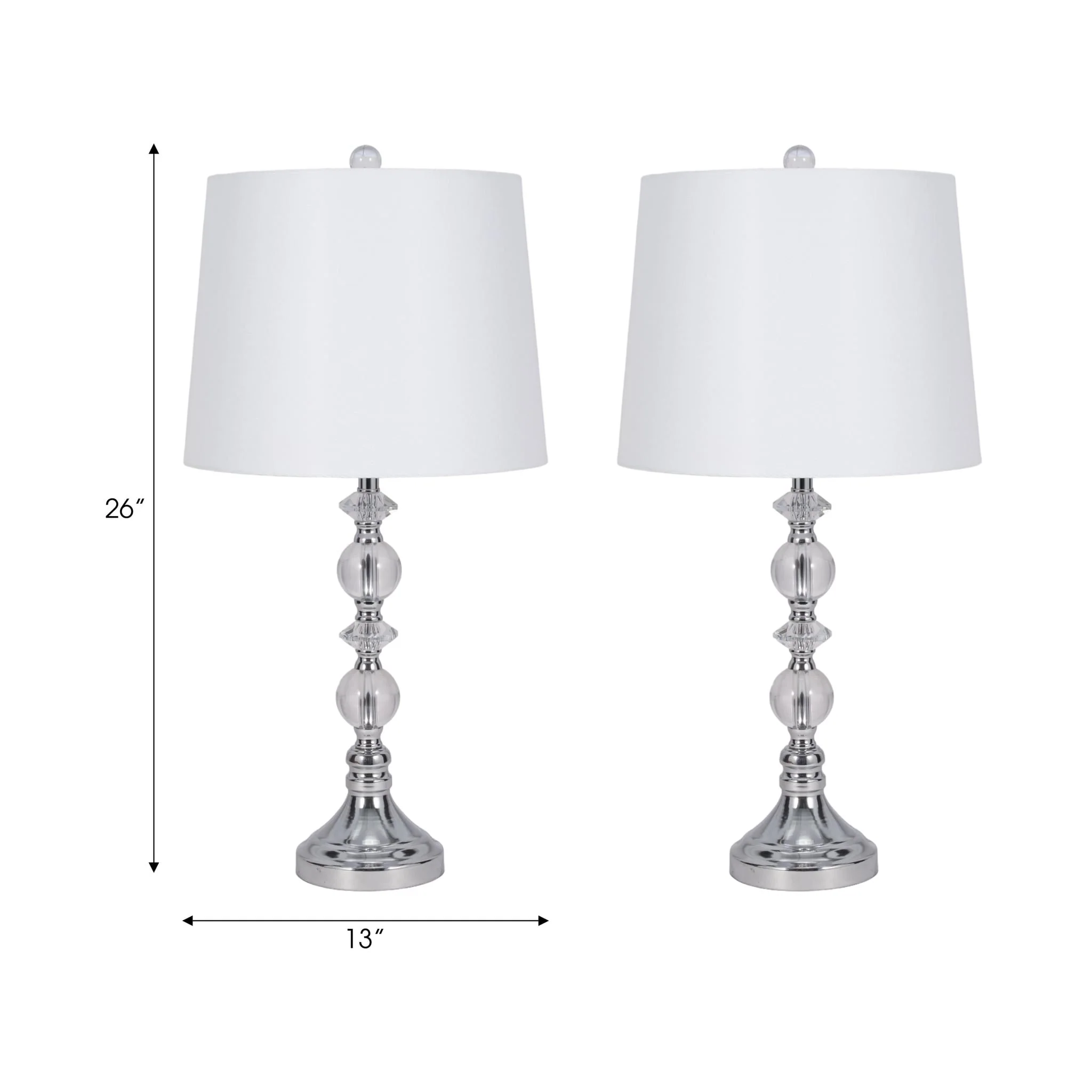 S/2 Crystal 26" Table Lamp, Silver - Image 7