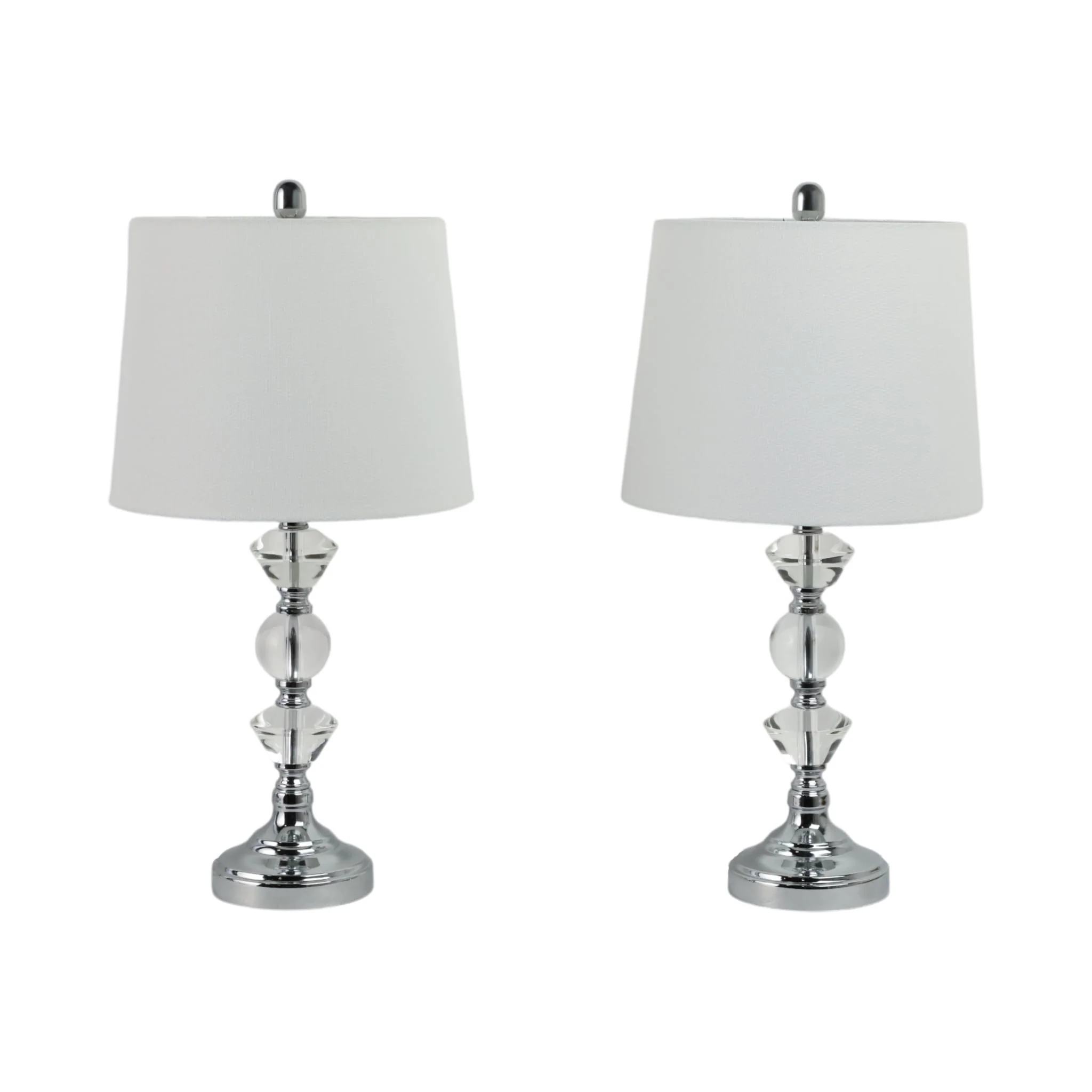 S/2, Crystal 26" Table Lamps, Silver - Image 2