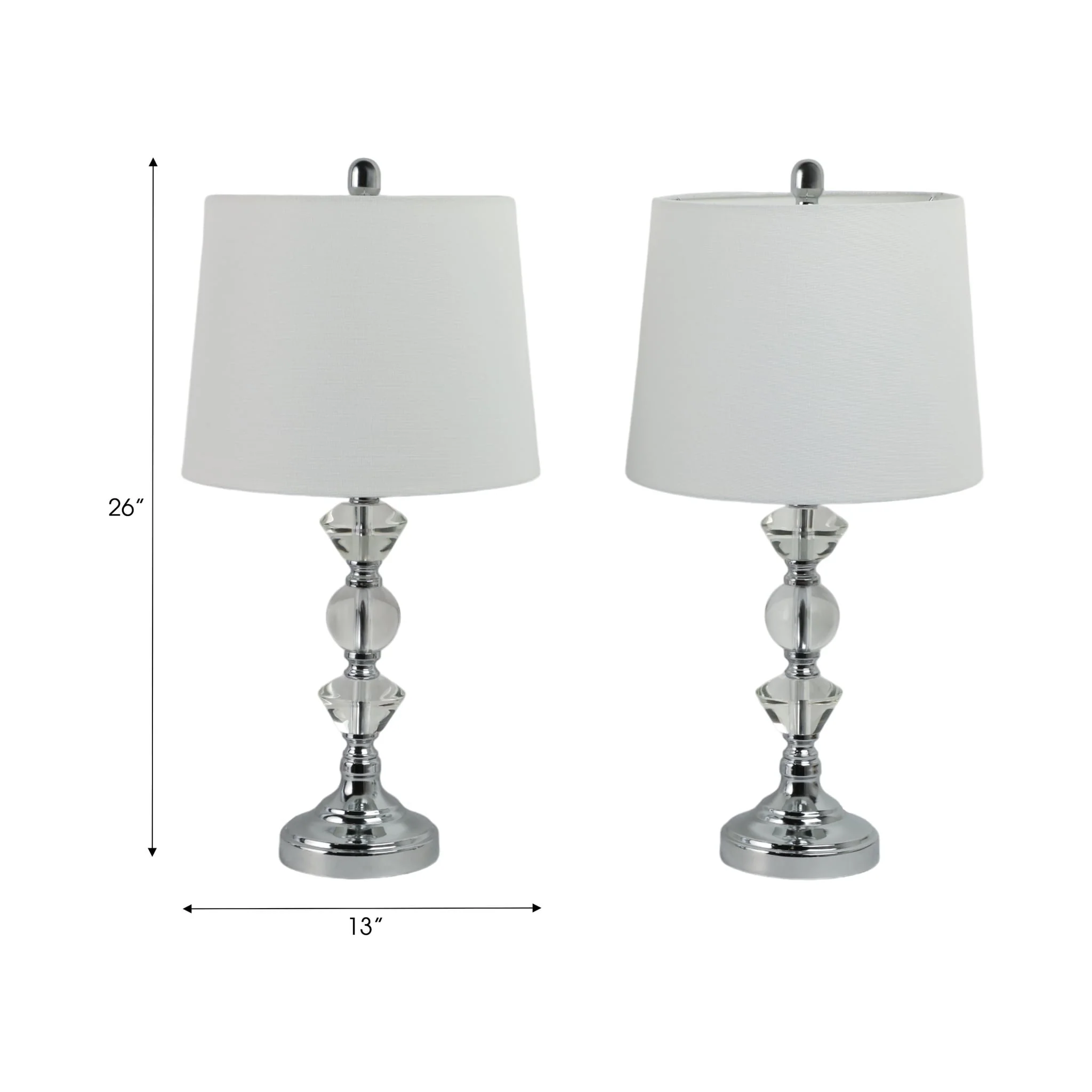 S/2, Crystal 26" Table Lamps, Silver - Image 7
