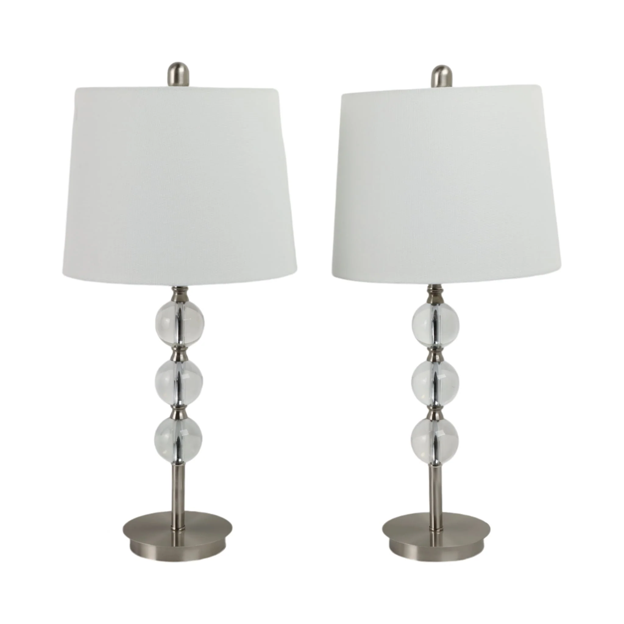 S/2, Crystal 27" Table Lamps, Silver - Image 2