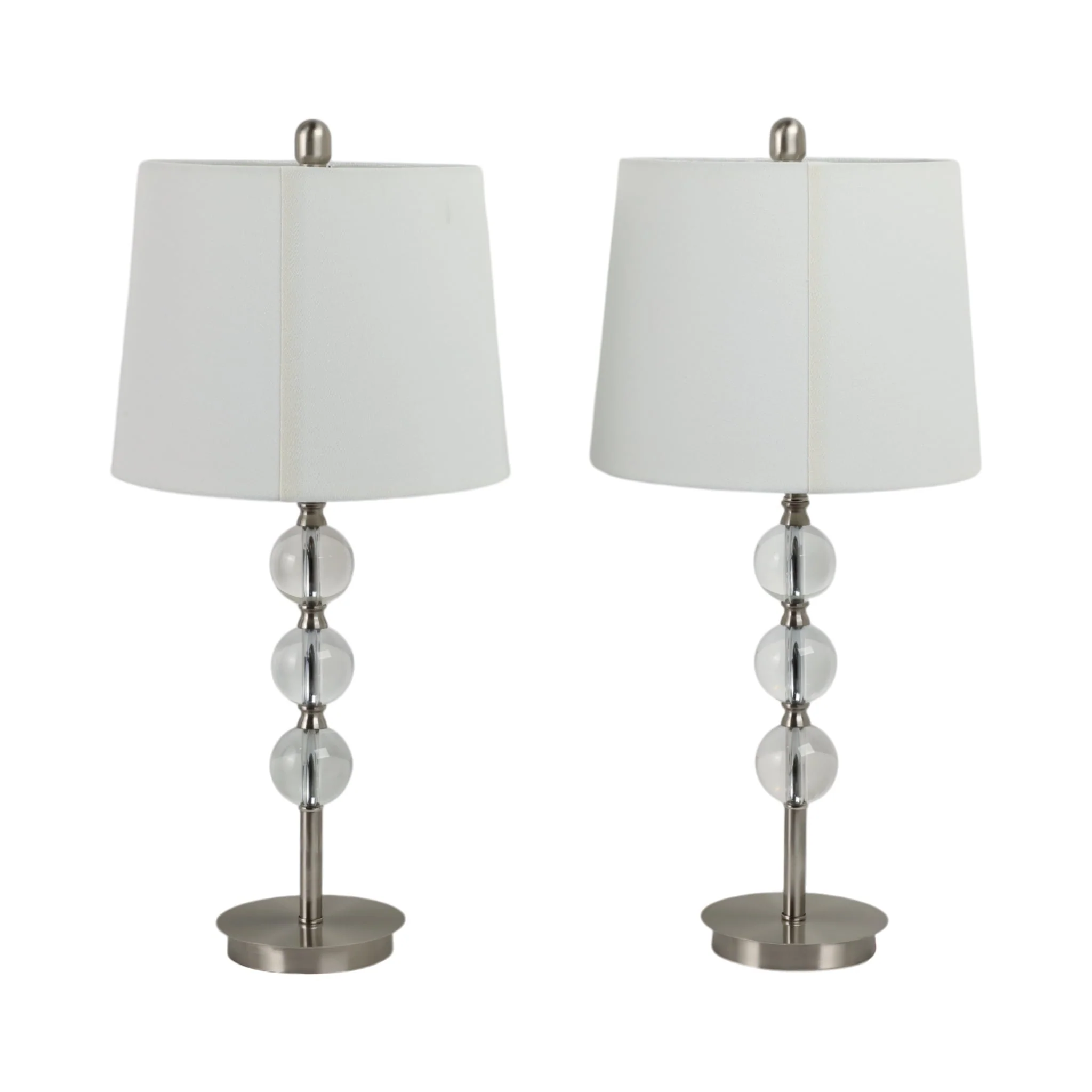 S/2, Crystal 27" Table Lamps, Silver - Image 4