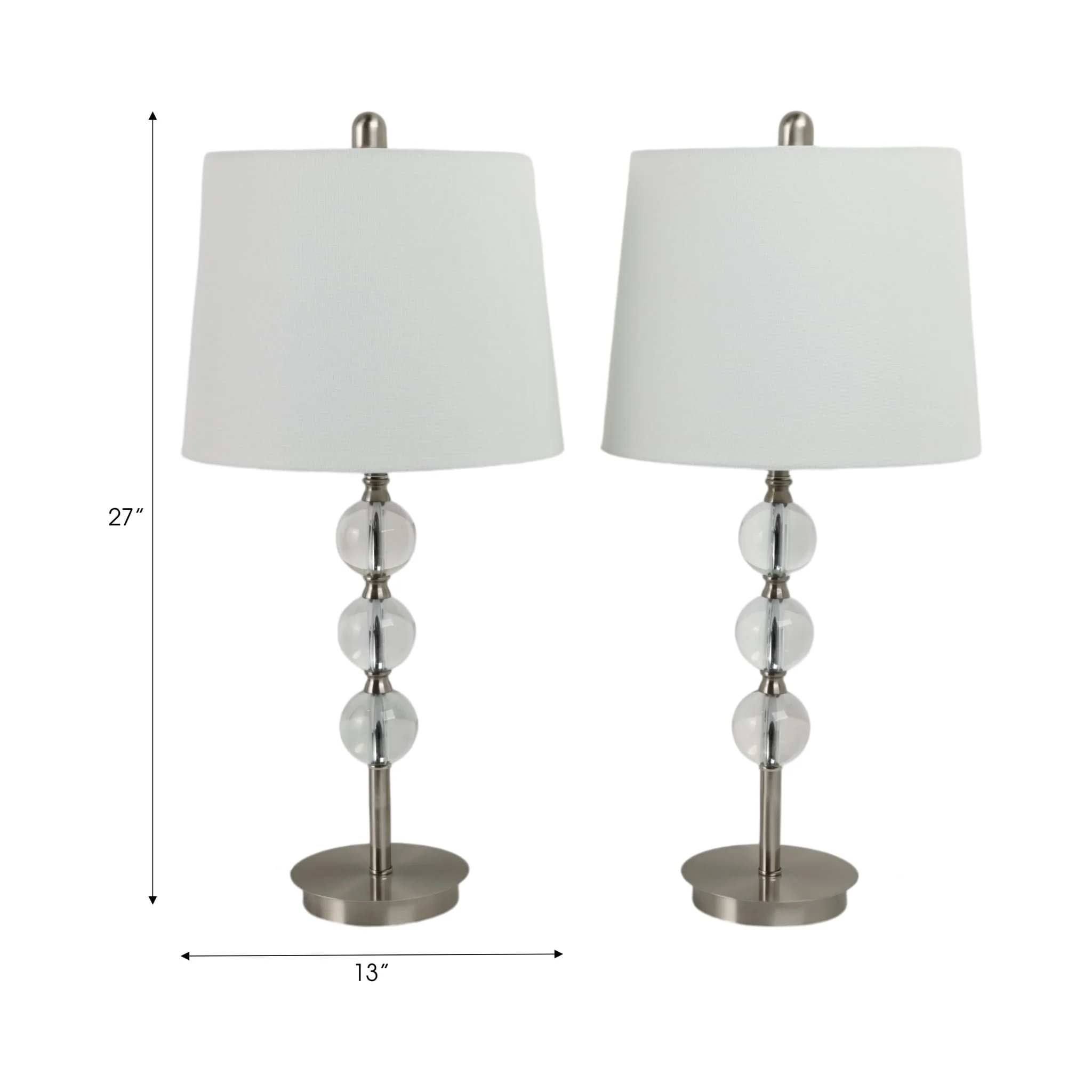 S/2, Crystal 27" Table Lamps, Silver - Image 7