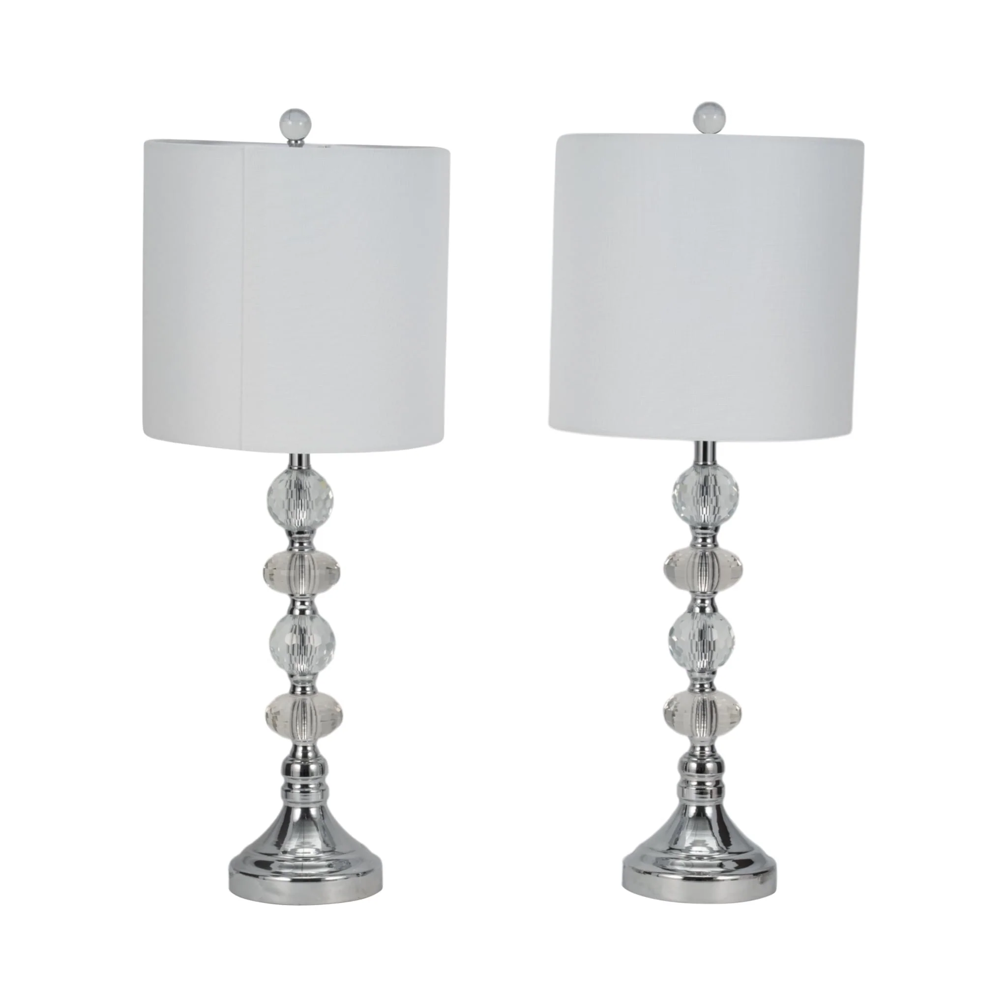 S/2 Crystal 28" Table Lamp, Silver - Image 3