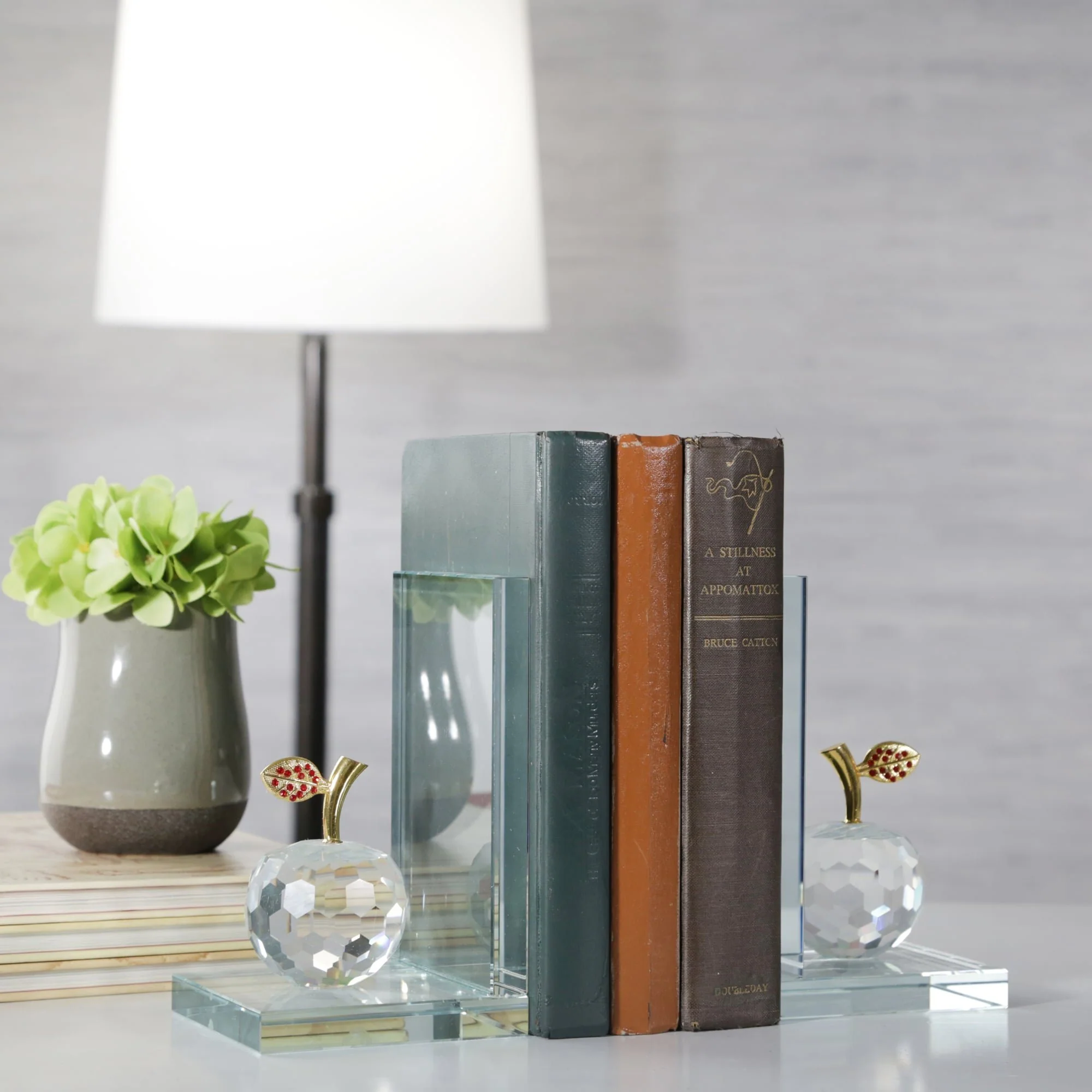 S/2 Crystal Apple Bookends, Clear - Image 11