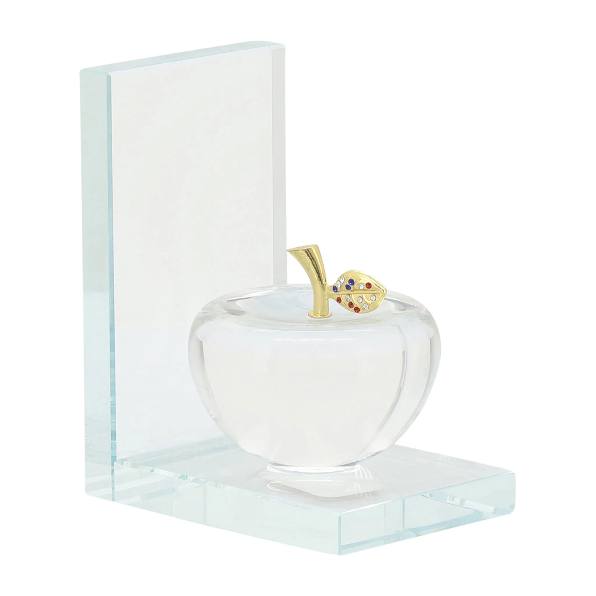S/2 Crystal Apple Bookends, Clear - Image 6