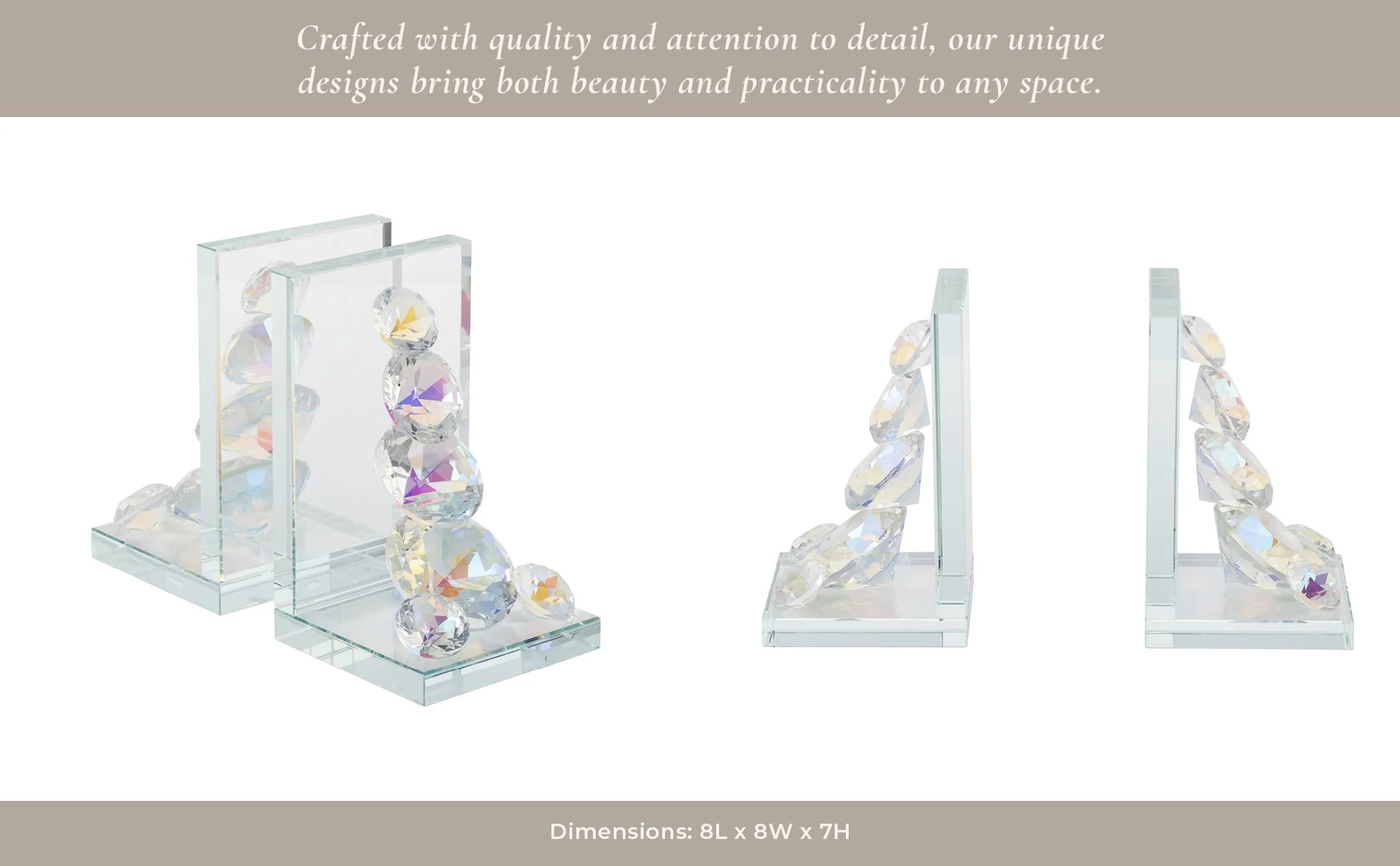 S/2 Crystal Diamond Bookends, Rainbow - Image 11