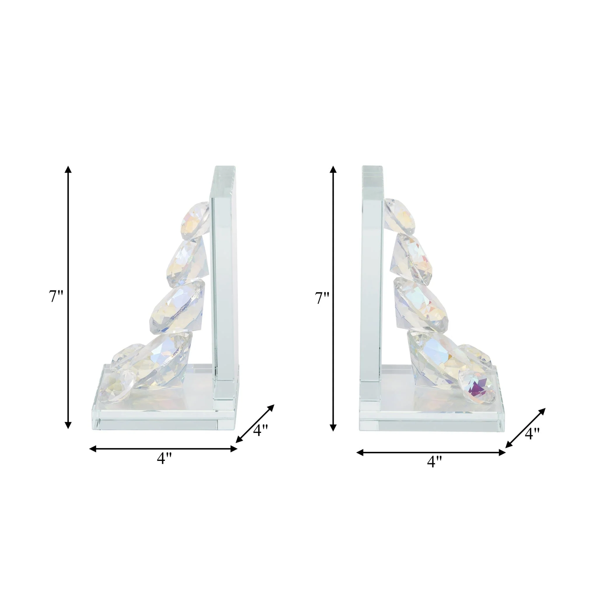 S/2 Crystal Diamond Bookends, Rainbow - Image 7