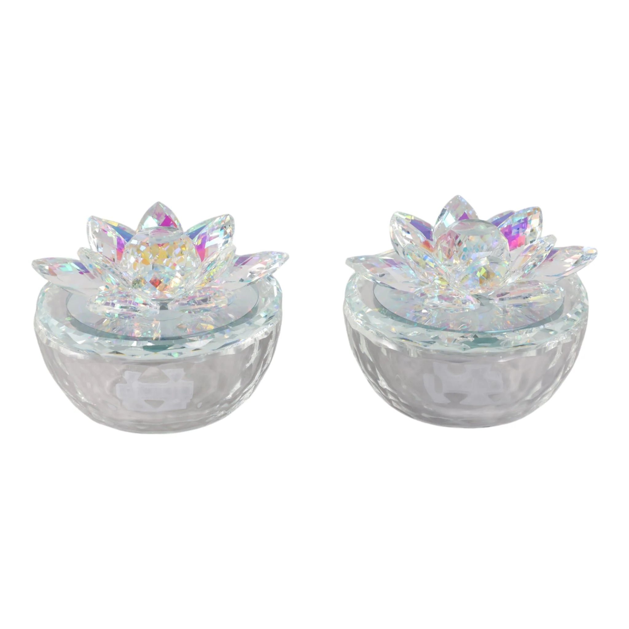 S/2 Glass Trinket Box Clear W/rainbow - Image 3