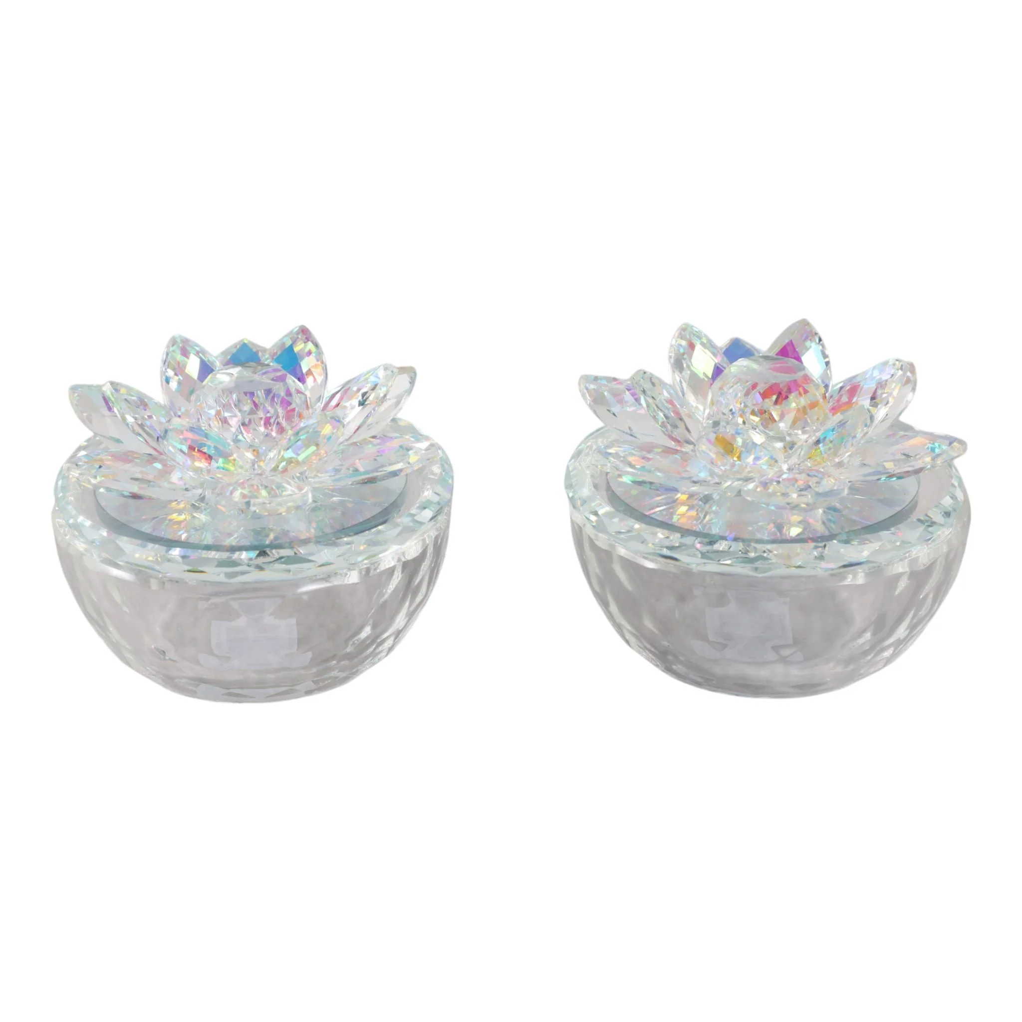 S/2 Glass Trinket Box Clear W/rainbow - Image 4