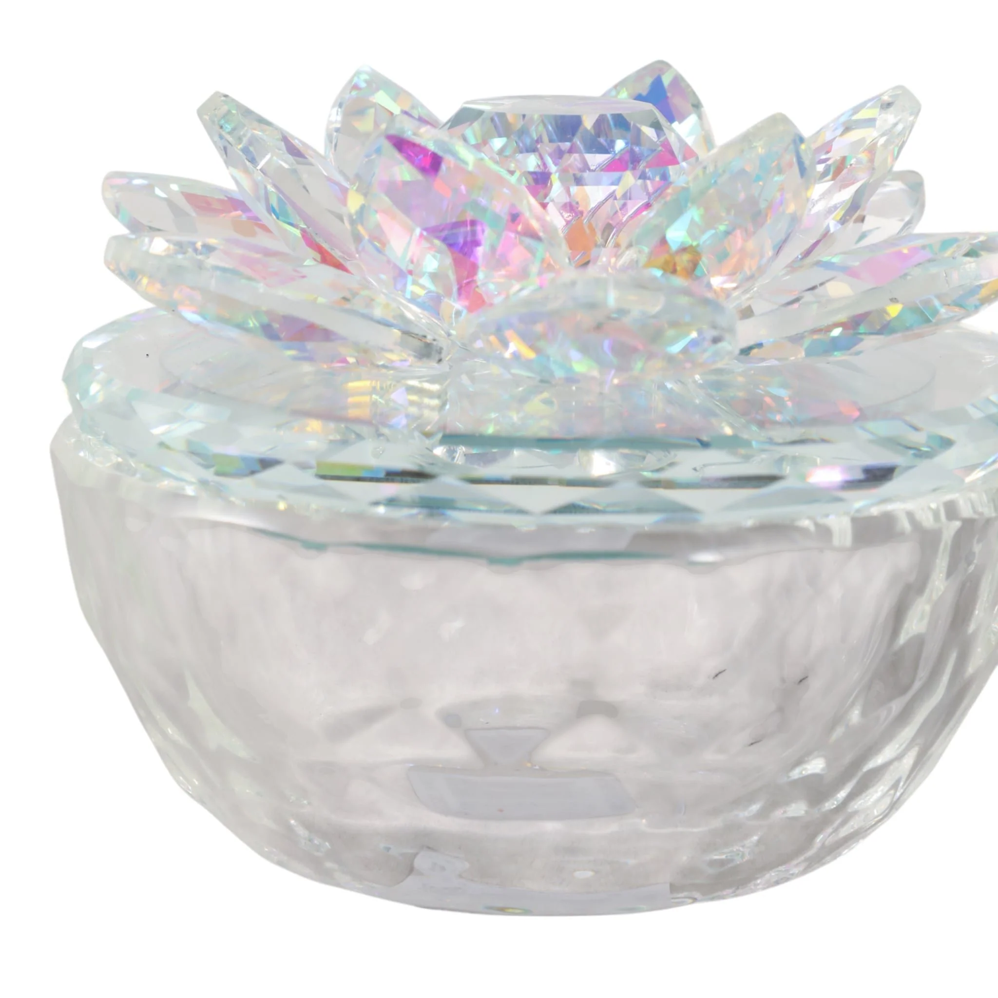 S/2 Glass Trinket Box Clear W/rainbow - Image 5