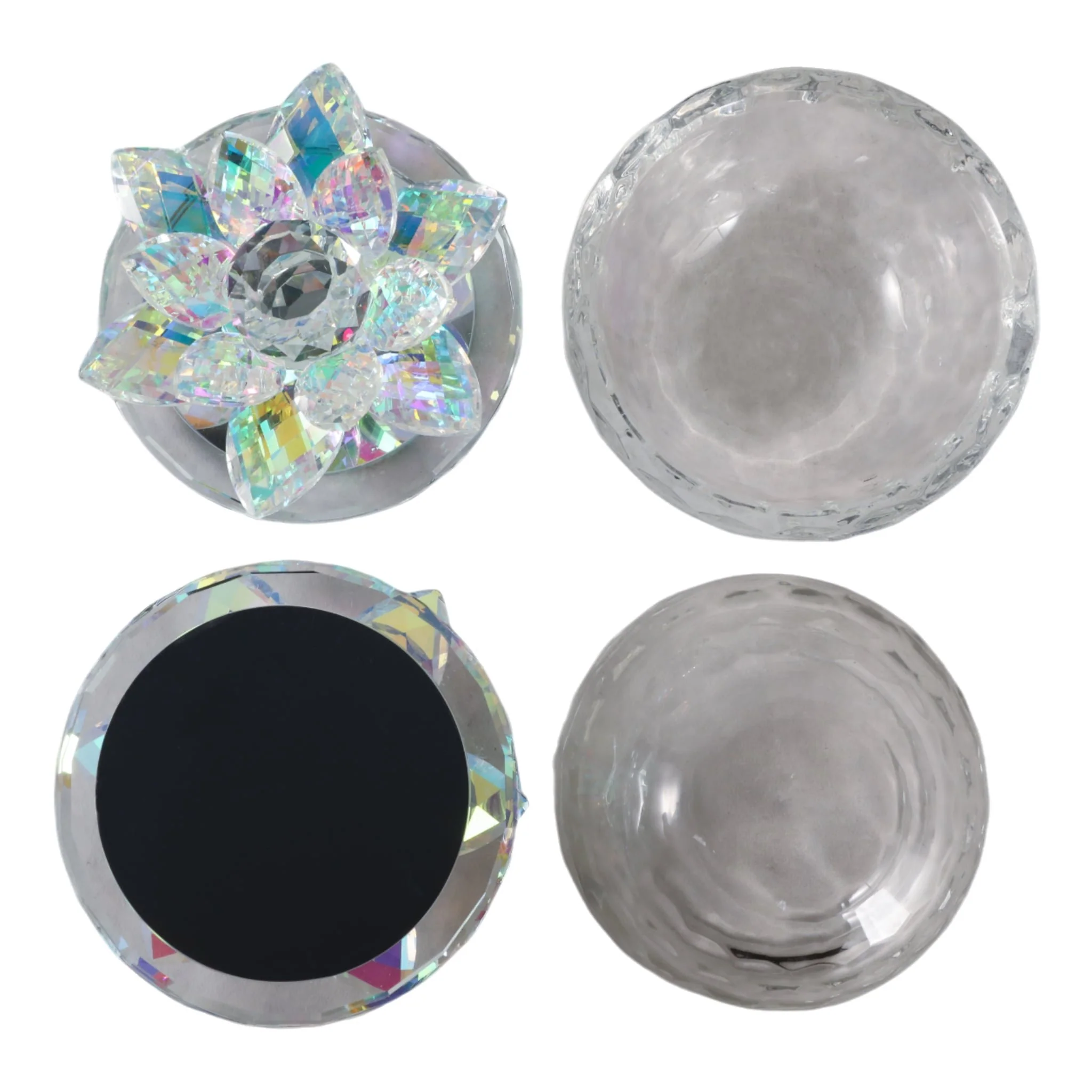 S/2 Glass Trinket Box Clear W/rainbow - Image 7