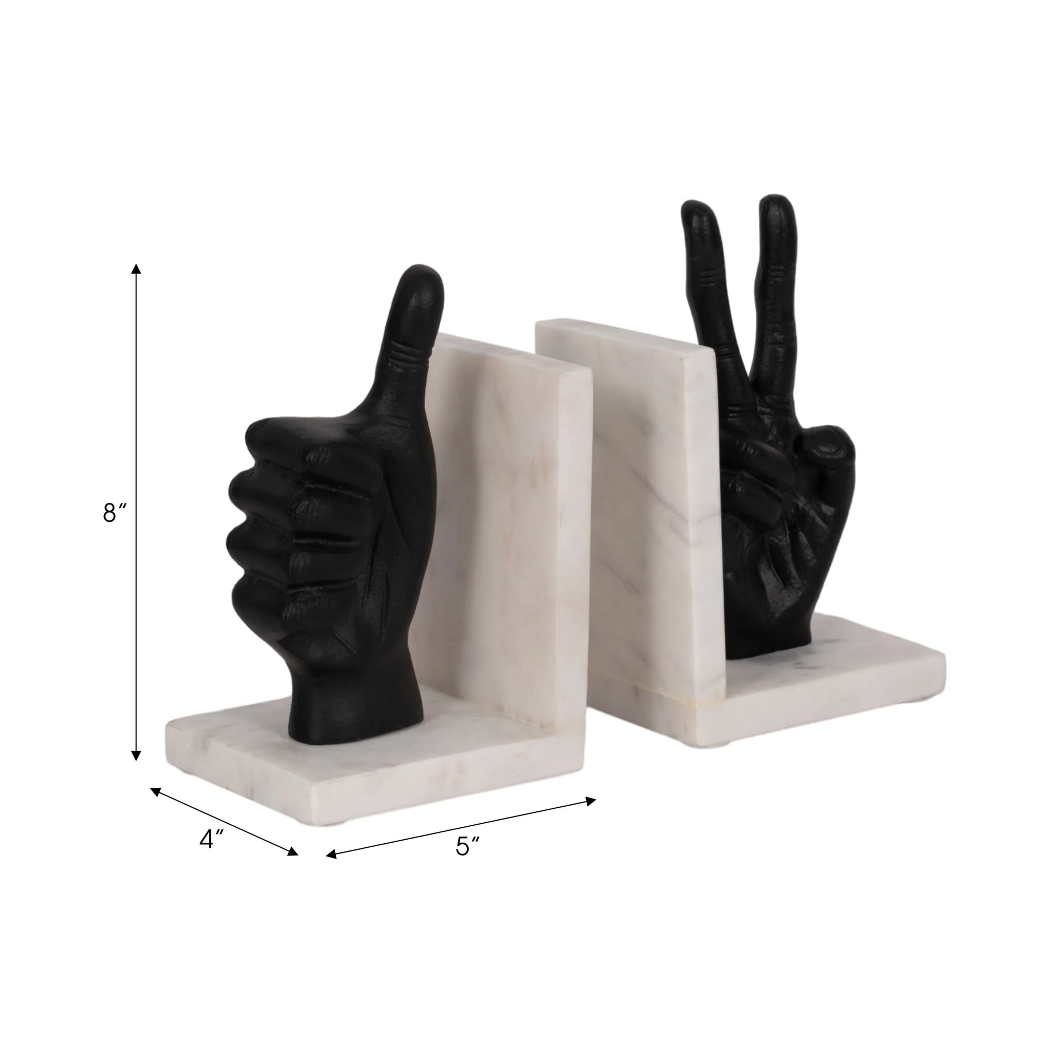 S/2 Hand Sign Bookends, Black - Image 7