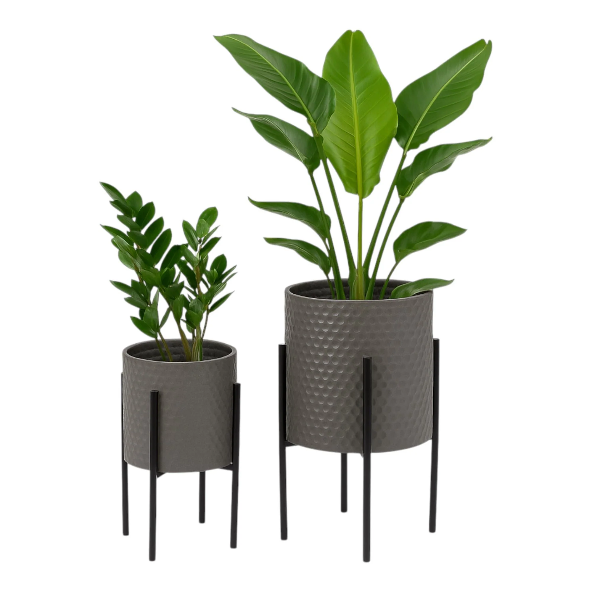 S/2 Honeycomb Planter On Metalstand, Gray/blk - Image 2