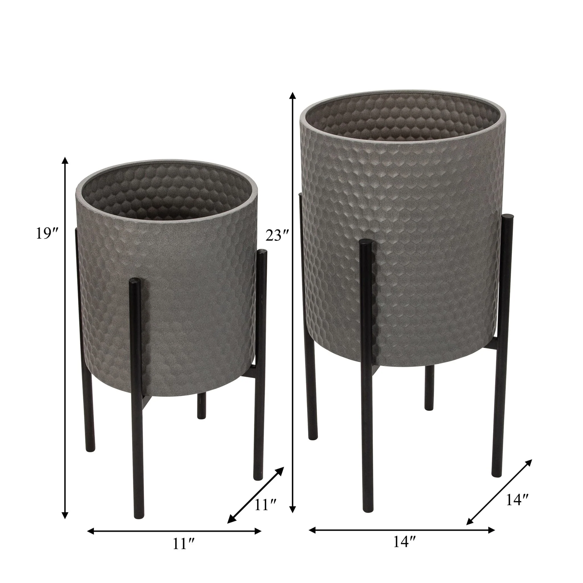 S/2 Honeycomb Planter On Metalstand, Gray/blk - Image 5