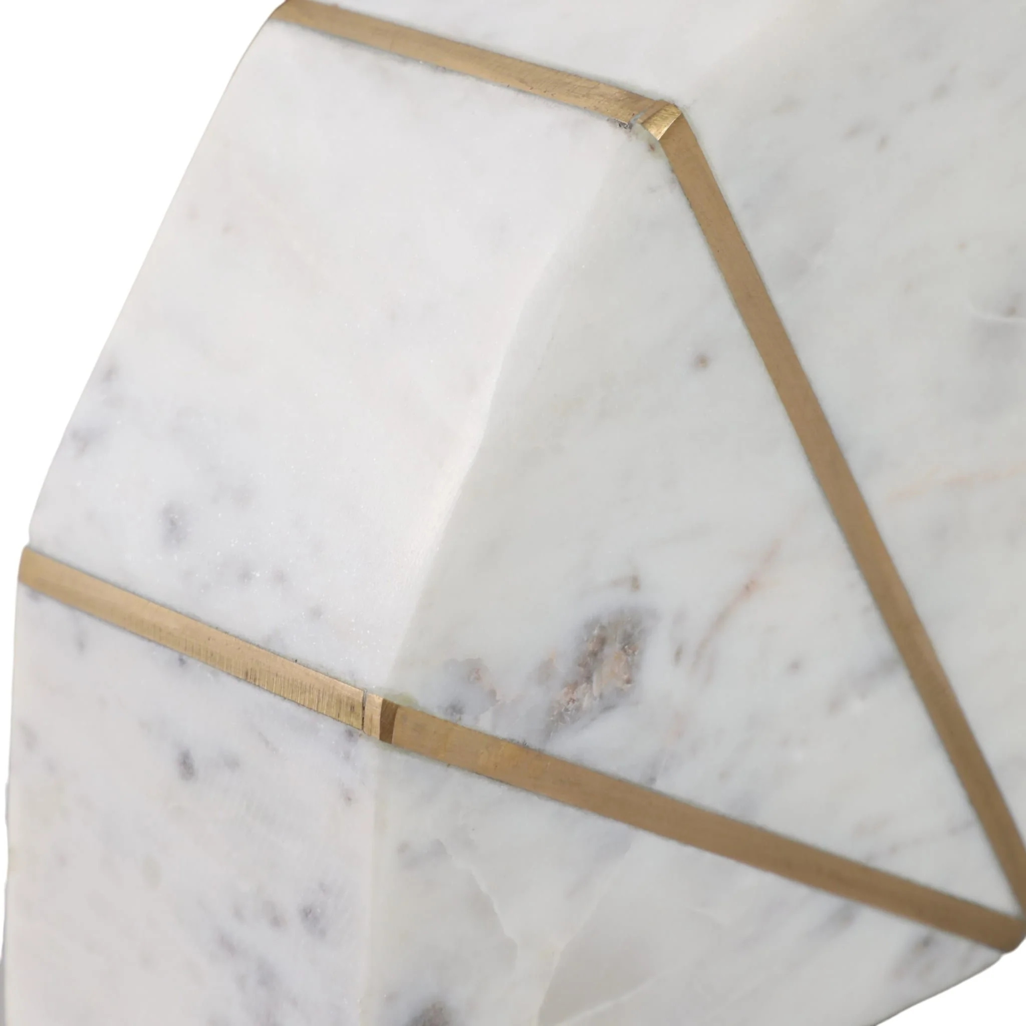 S/2 Marble 5"h Accent Bookends W/gold Inlays,wht - Image 6
