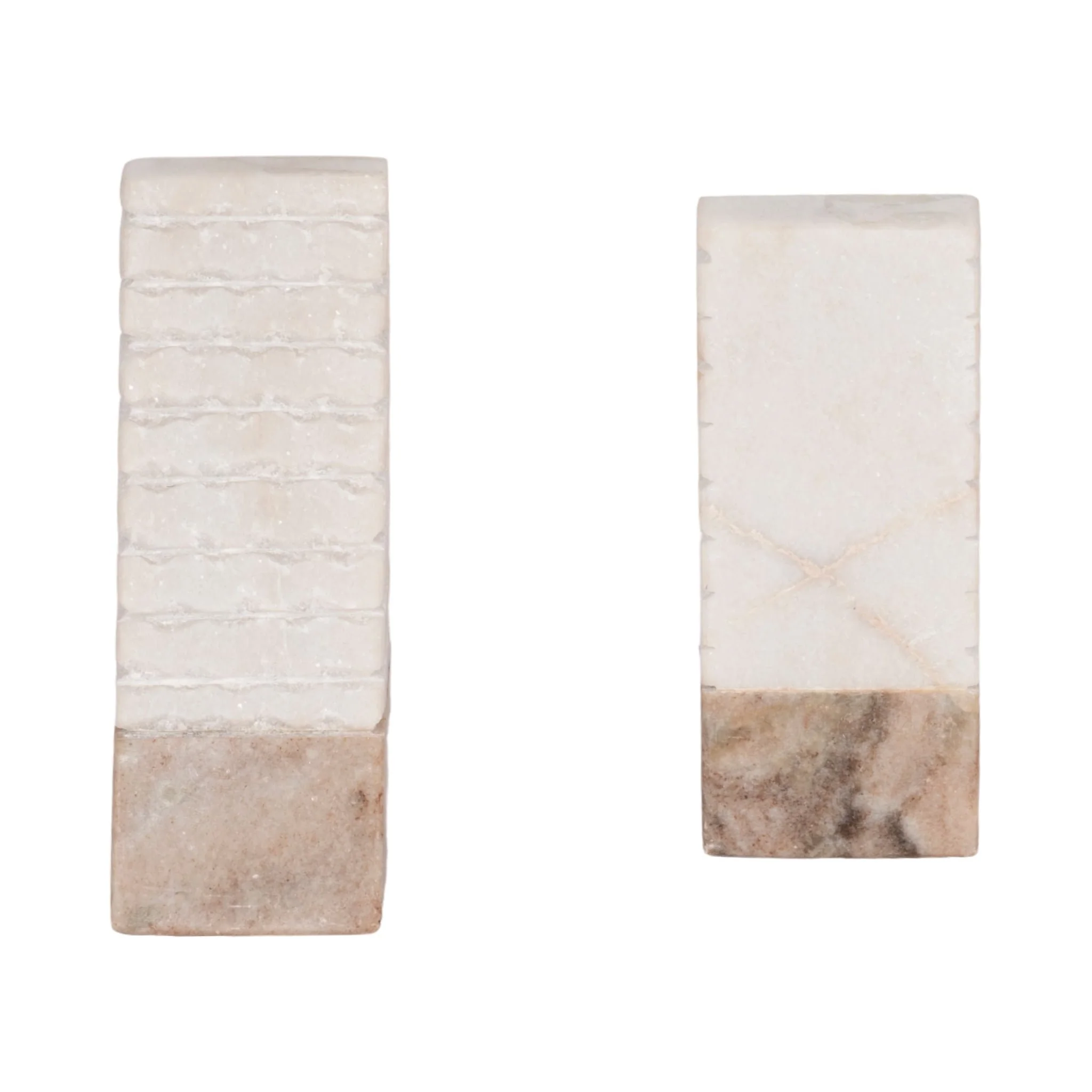 S/2 Marble 6"h Pyramid Bookends, White/onyx - Image 5
