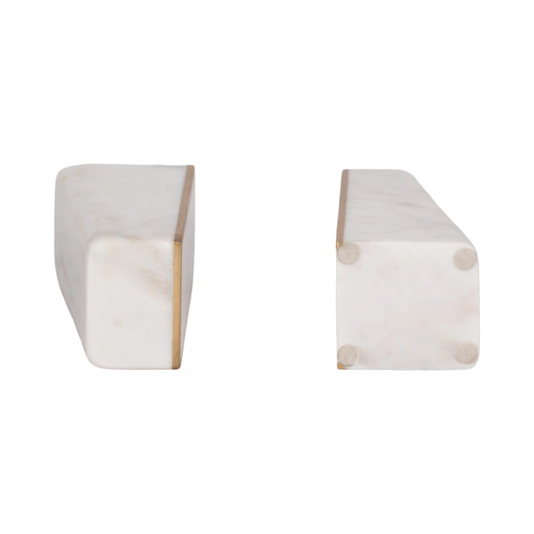 S/2 Marble 6"h Slanted Bookends W/gold Trim,white - Image 6