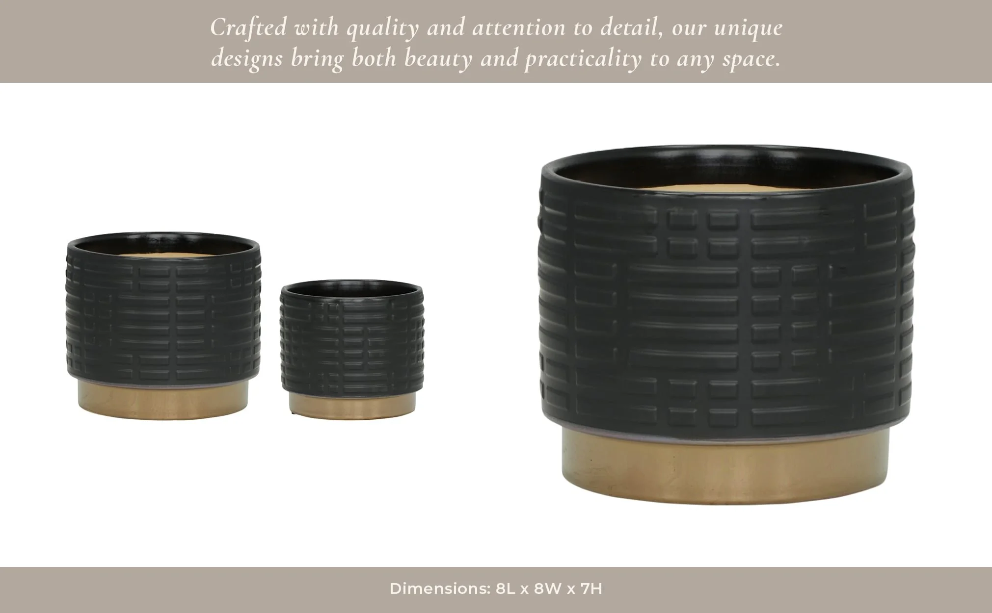 S/2 Maze Metallic Planters  6/8", Black - Image 12