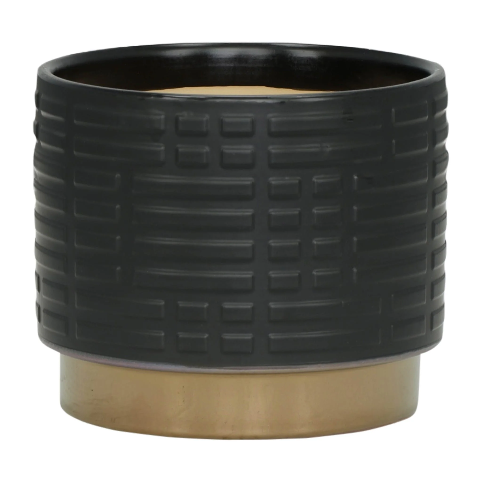 S/2 Maze Metallic Planters  6/8", Black - Image 2