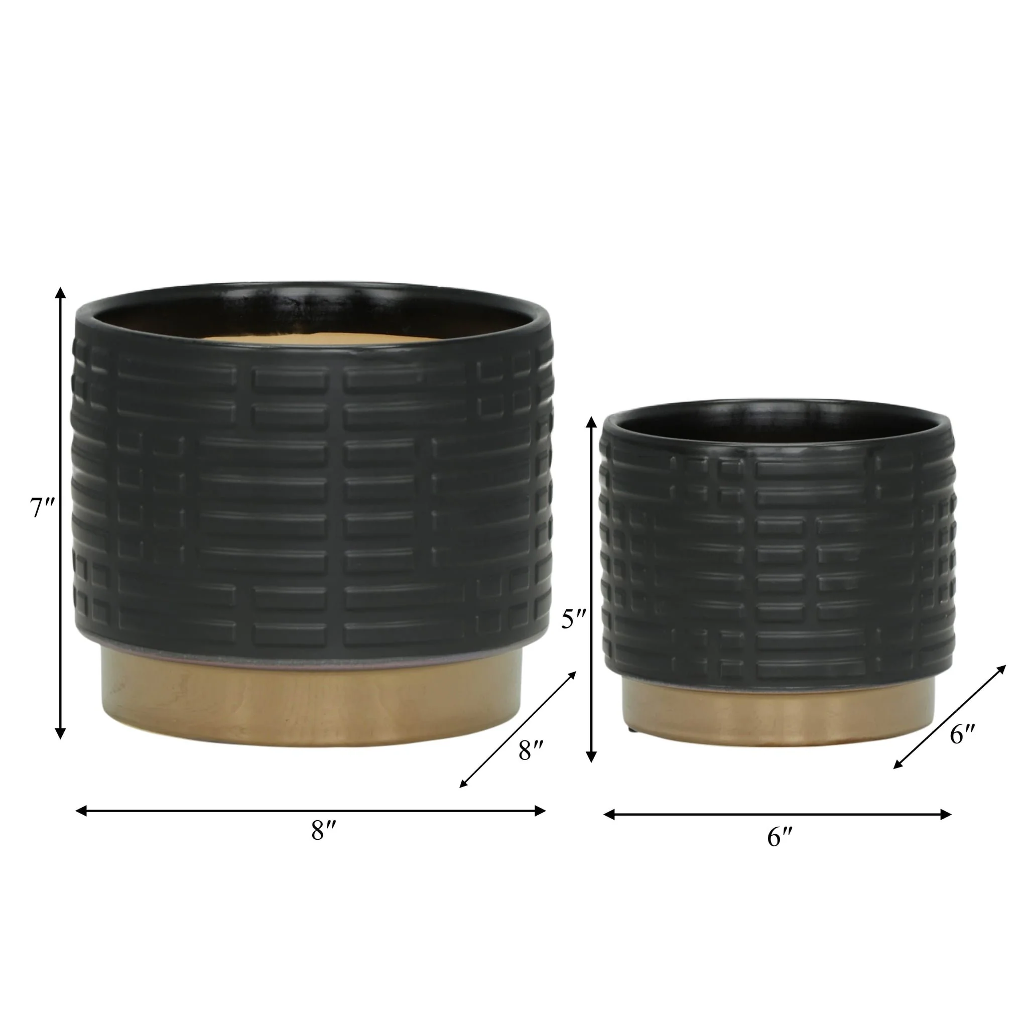 S/2 Maze Metallic Planters  6/8", Black - Image 8