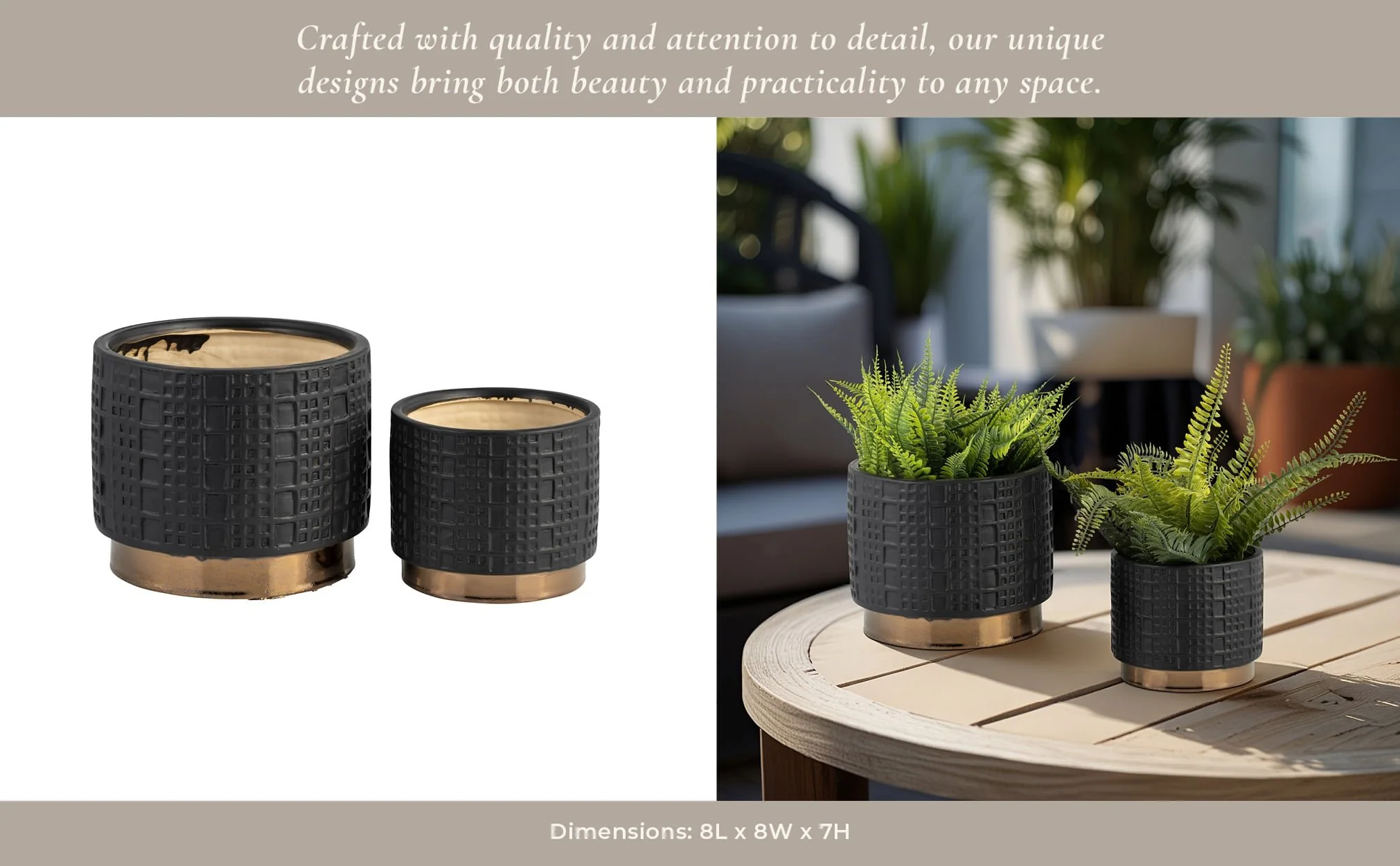 S/2 Mesh Metallic Planters  6/8", Black - Image 5