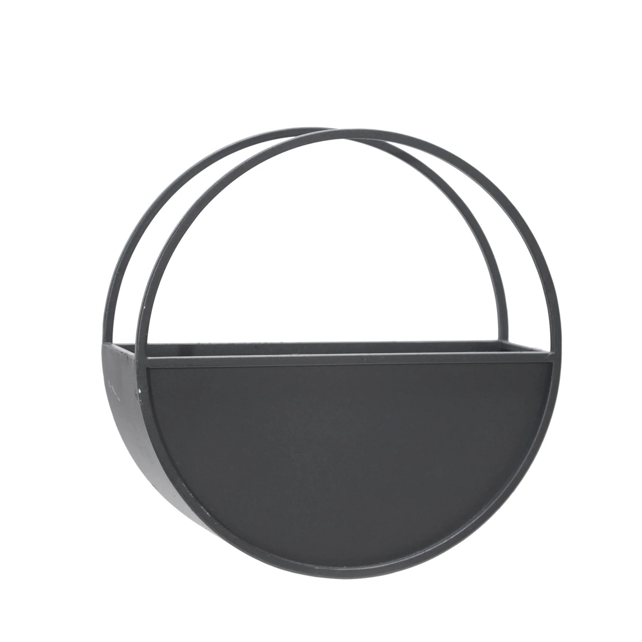 S/2 Metal 9/12" Round Wall Planters, Black - Image 2