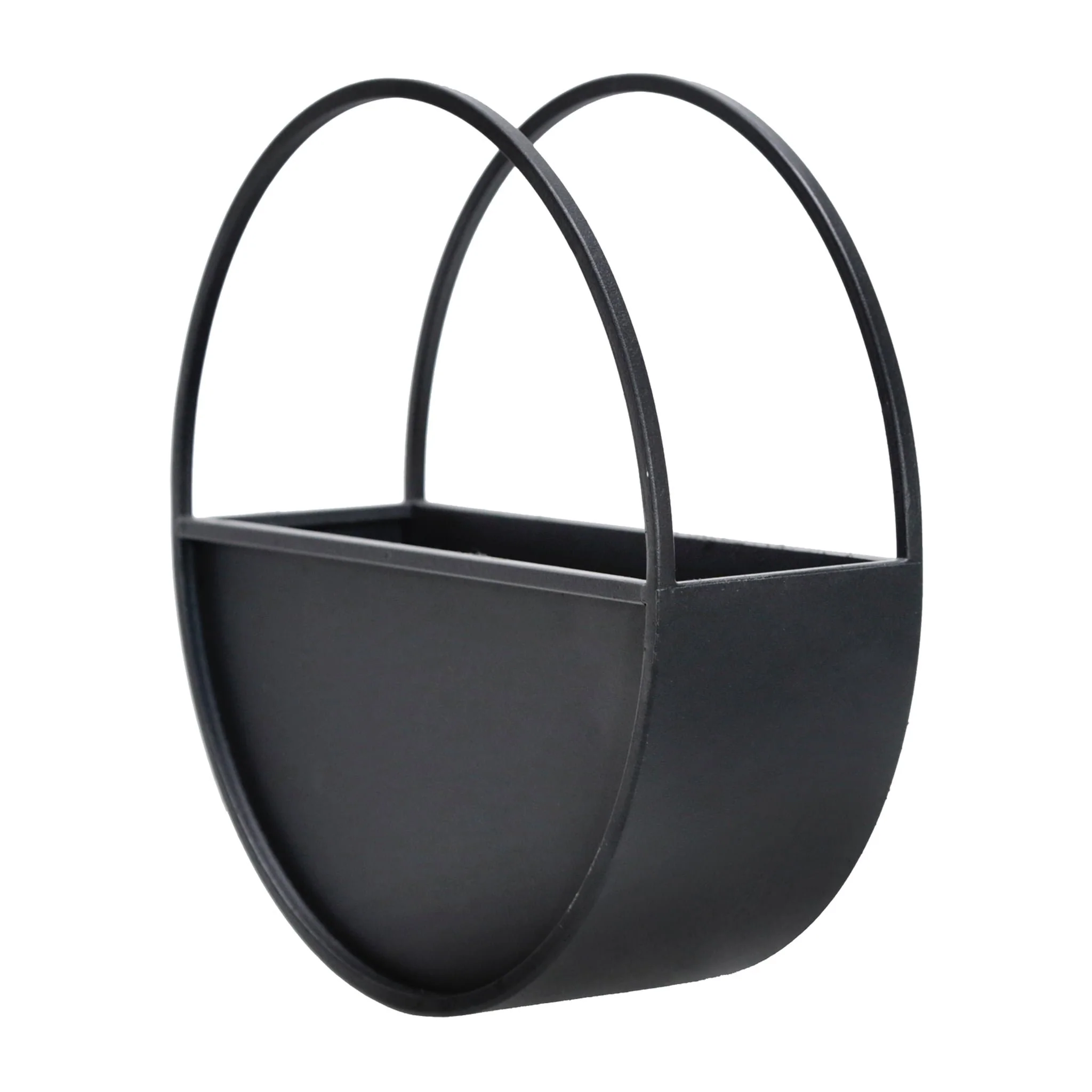S/2 Metal 9/12" Round Wall Planters, Black - Image 6