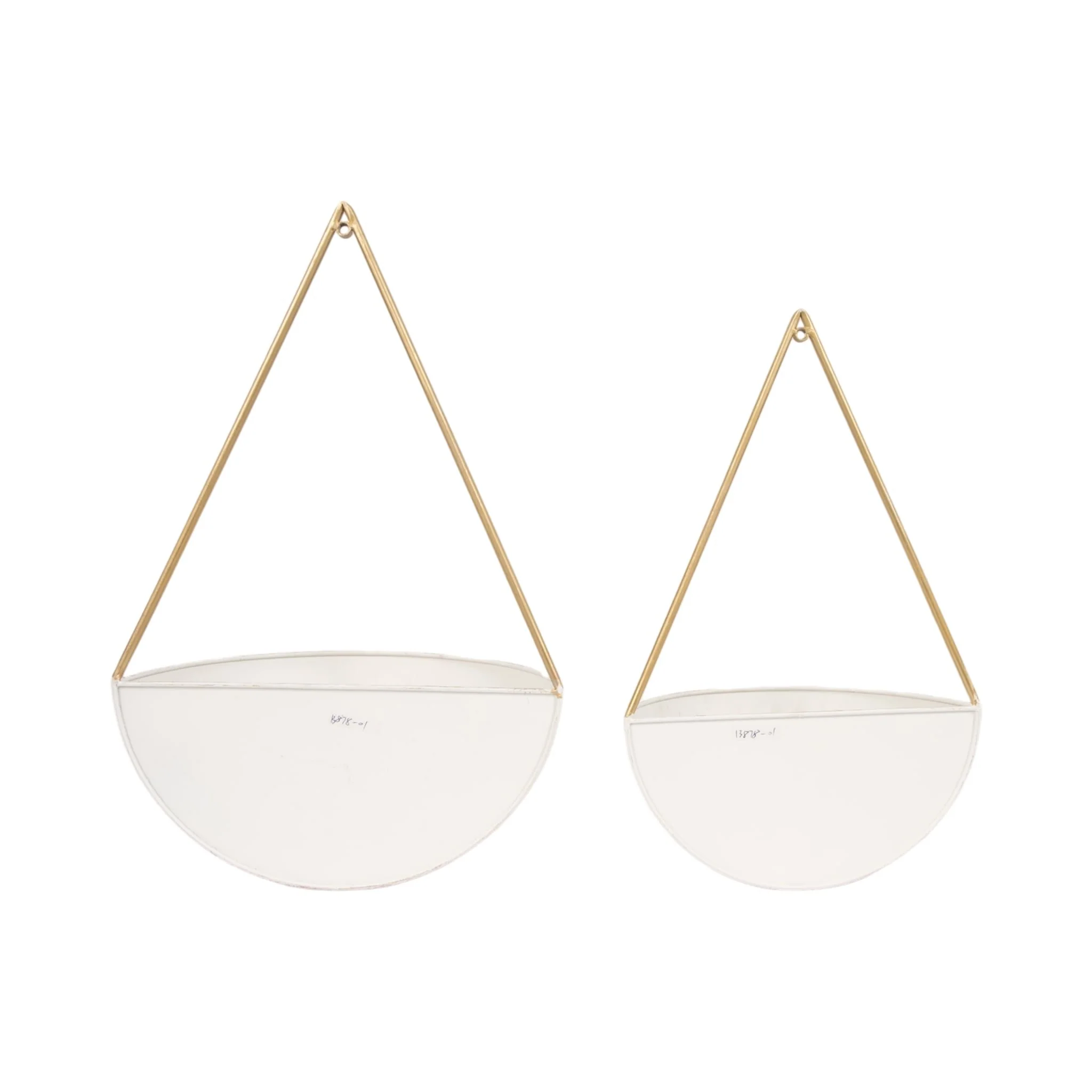 S/2 Metal Half Moon Wall Planters, White - Image 5