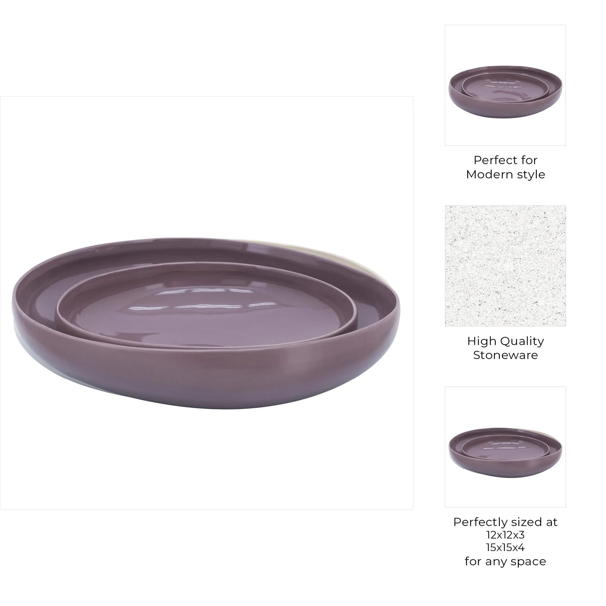 S/2 Organic Bowls 12/15", Lavander - Image 8