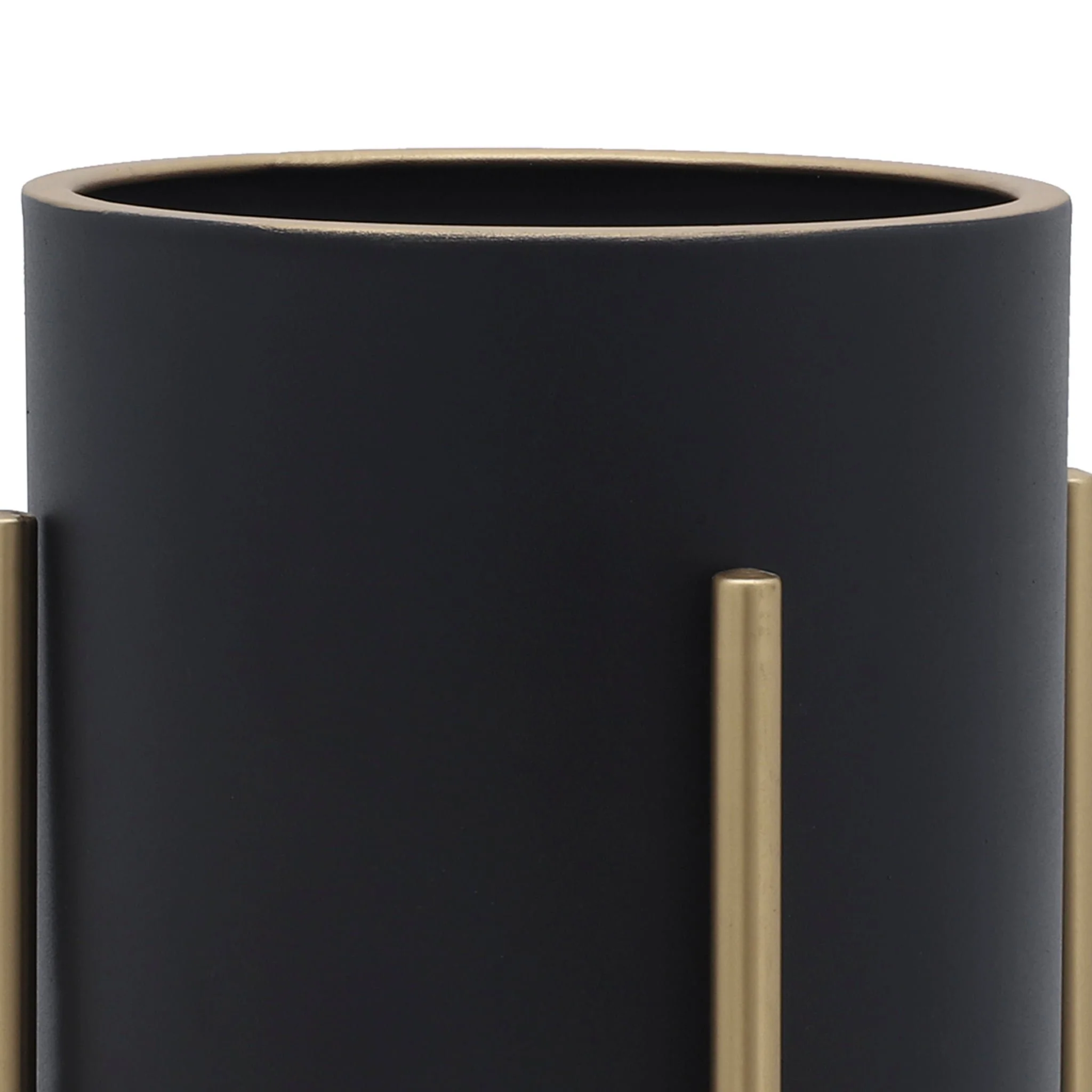 S/2 Planter On Metal Stand, Black/gld - Image 3