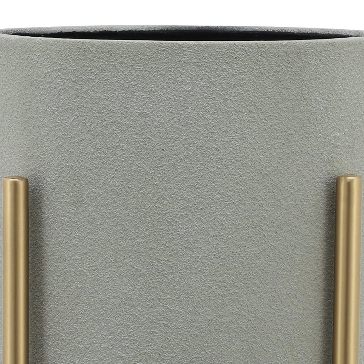 S/2 Planter On Metal Stand, Putty/gld - Image 3