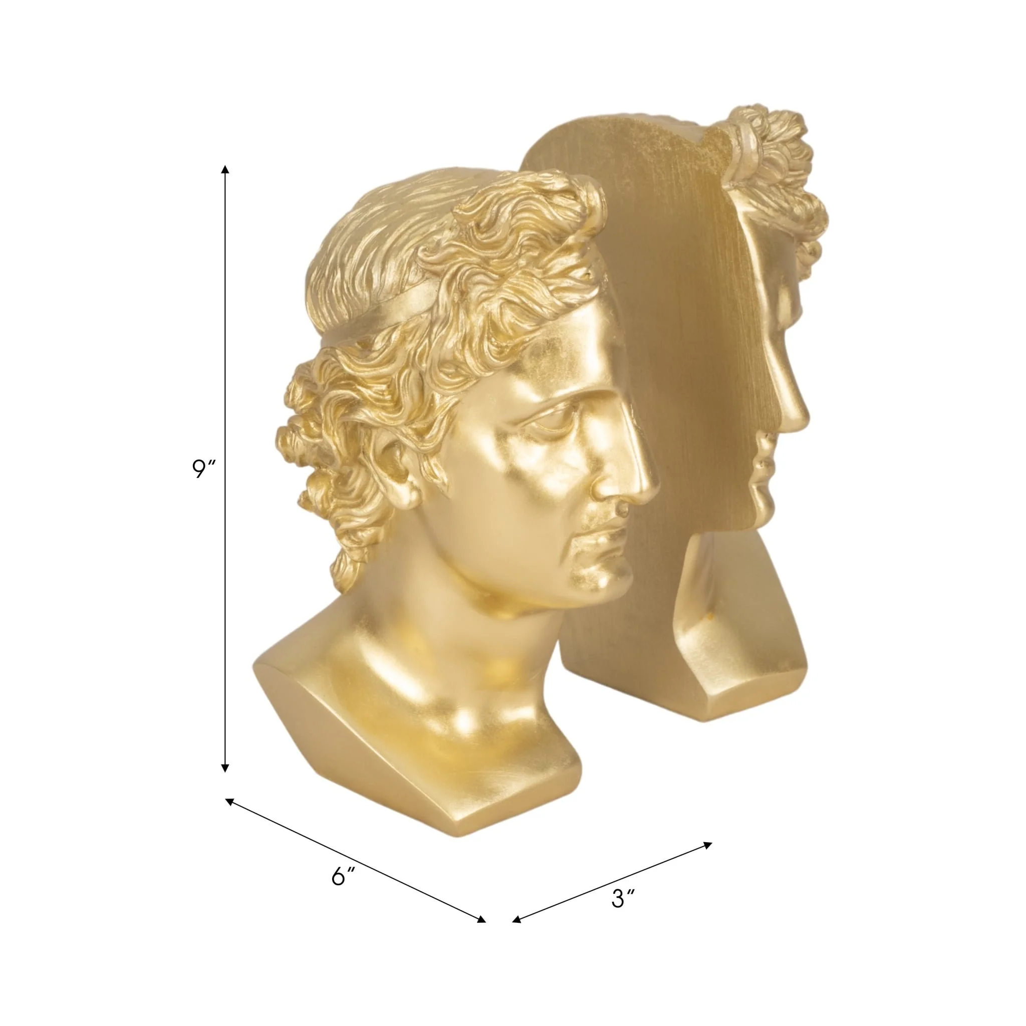 S/2 Resin, 9" Greek Goddess Bookends, Gold - Image 8