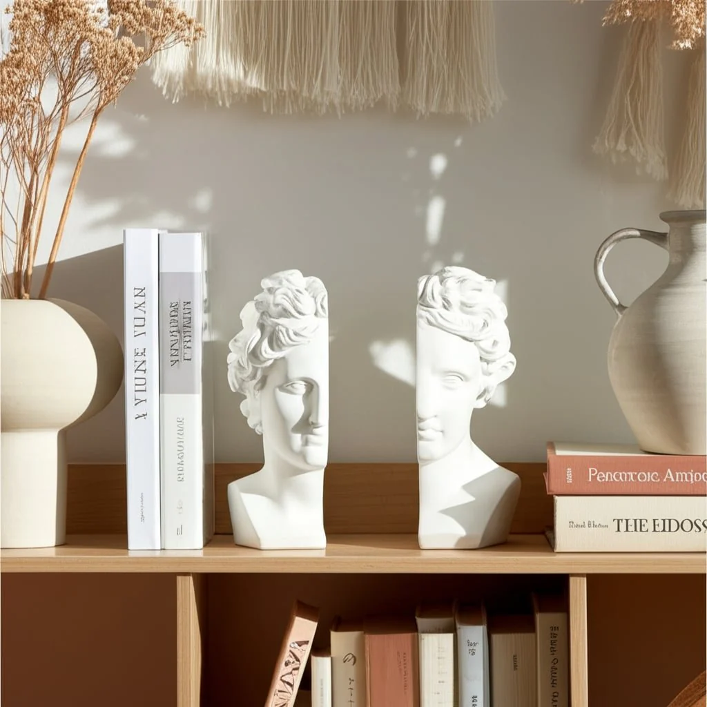 S/2 Resin, 9" Greek Goddess Bookends, White - Image 11