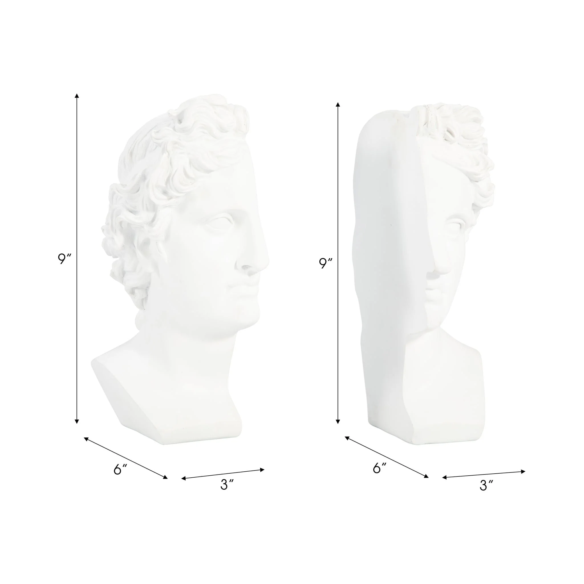 S/2 Resin, 9" Greek Goddess Bookends, White - Image 8