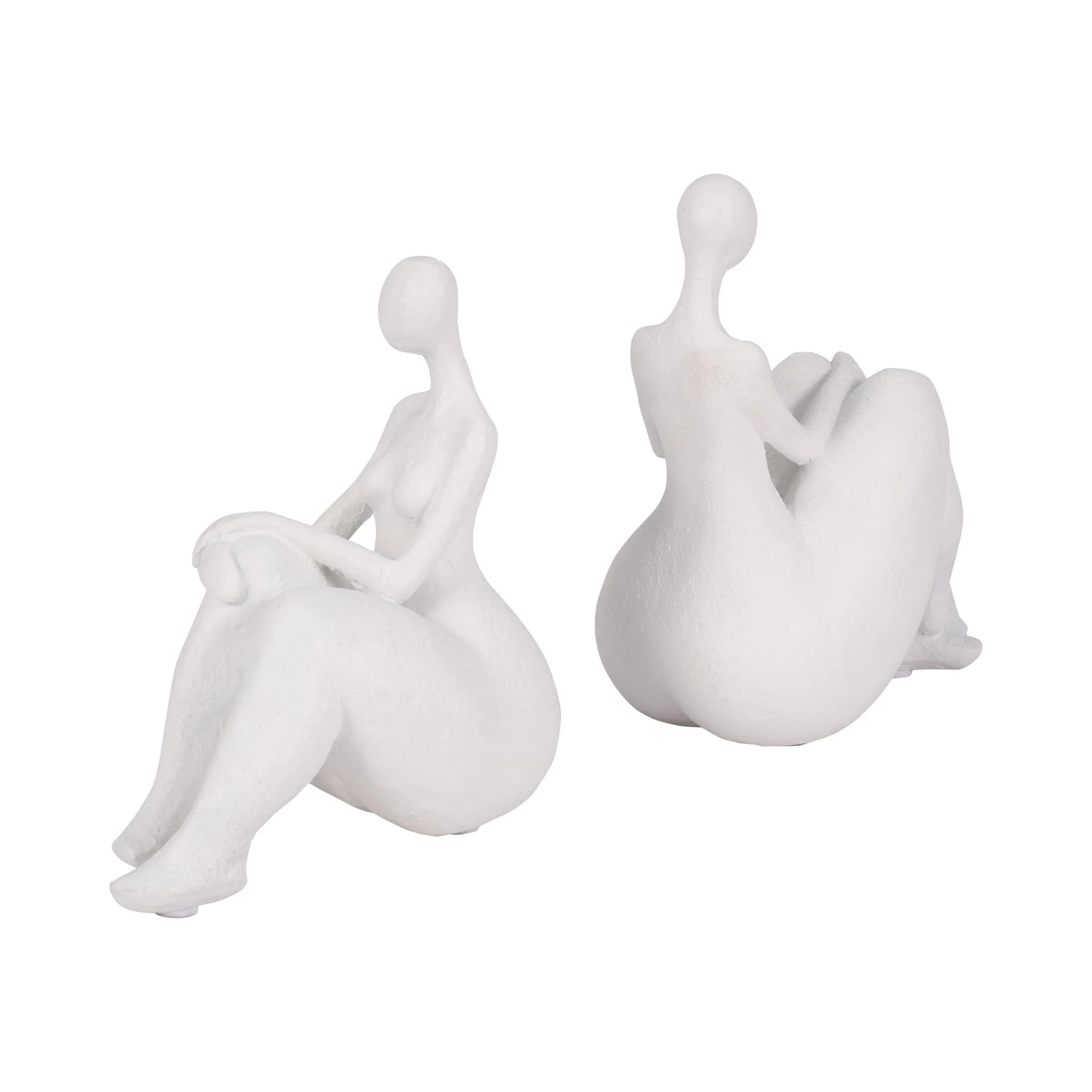 S/2 Sitting Ladies Bookends, White - Image 3