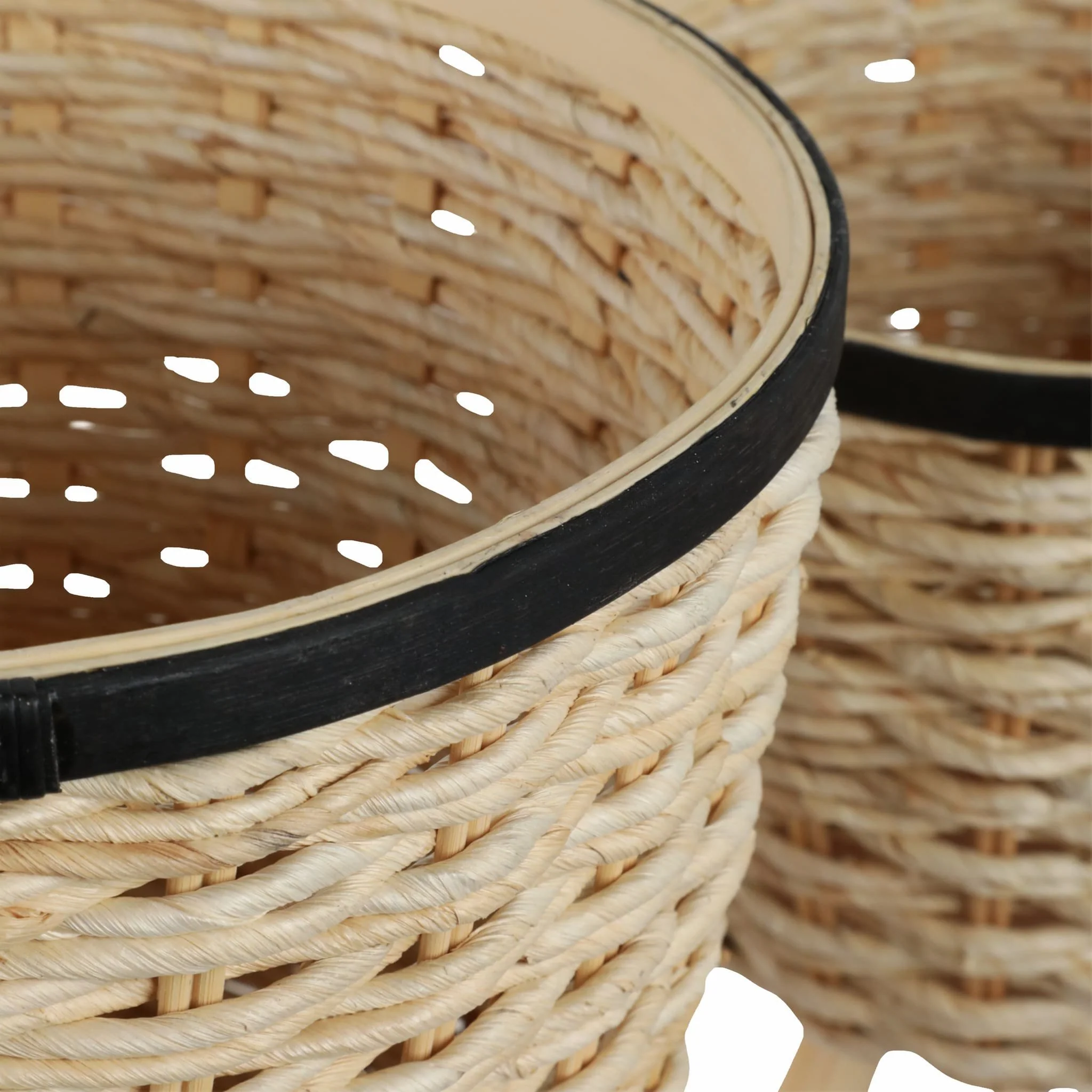 S/2 Wicker Footed Planters, White - Image 6