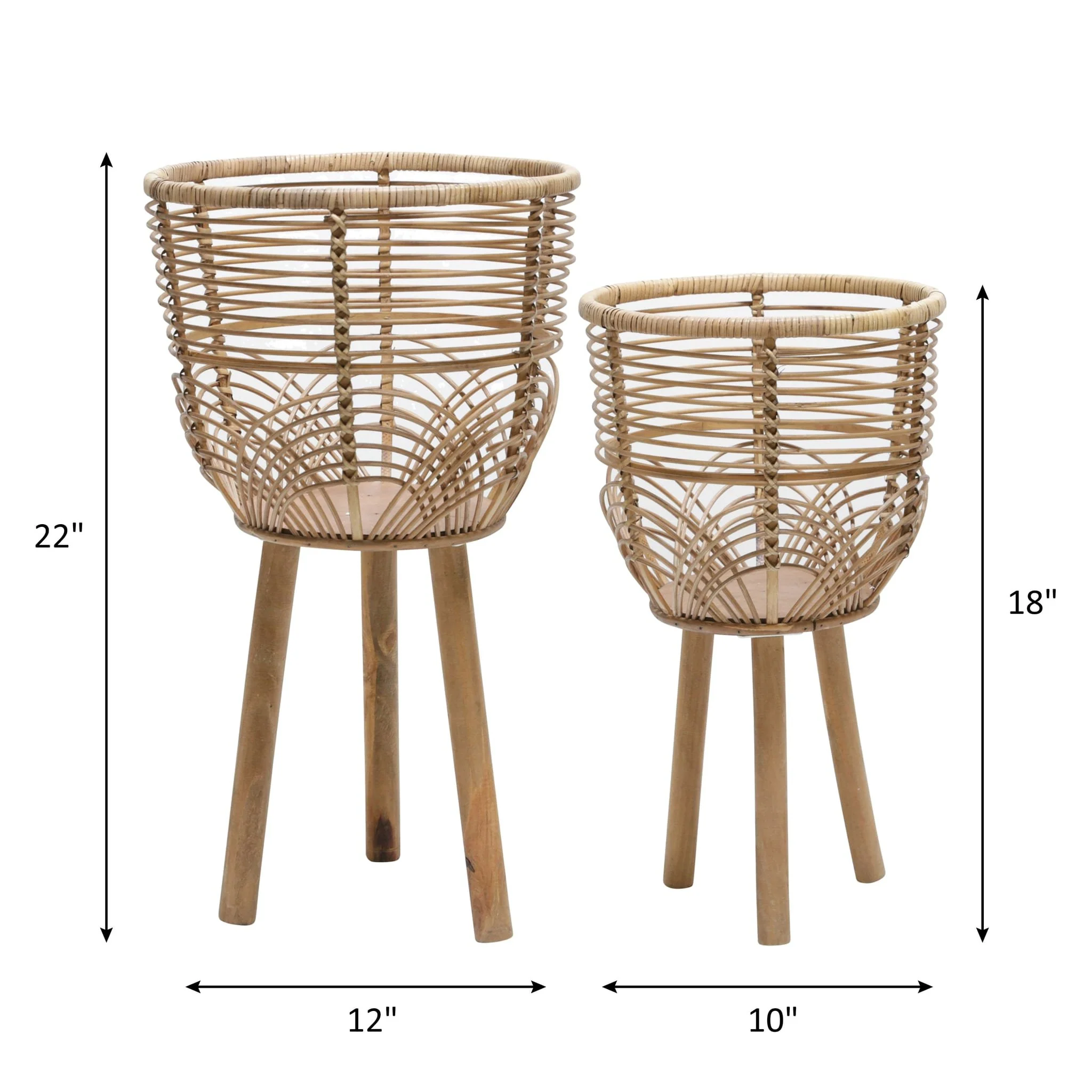 S/2 Wicker Planters 10/12", Natural - Image 6