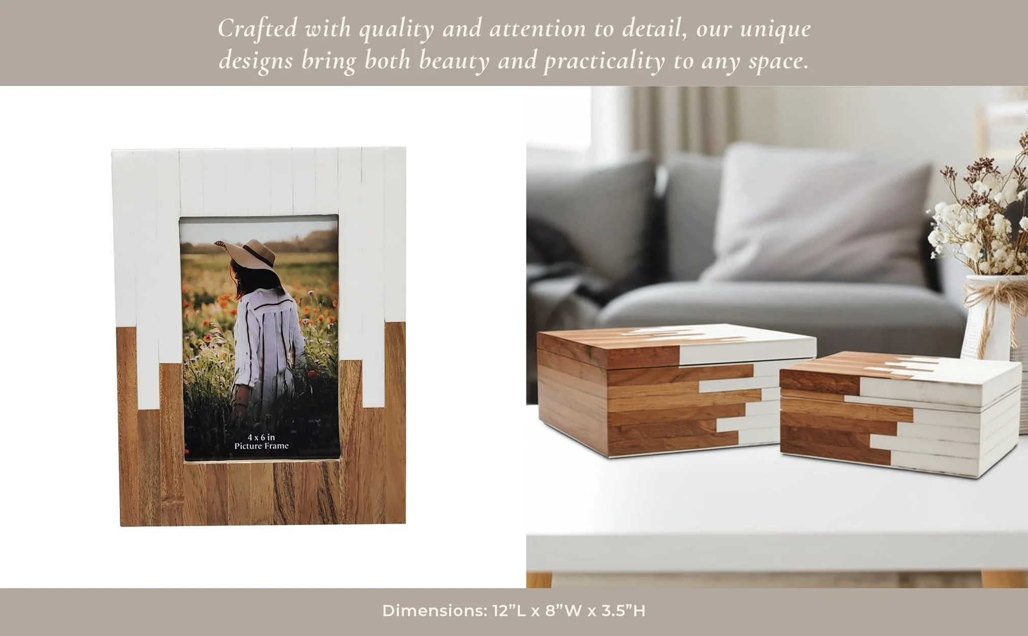 S/3 10/11/12" 2-toned Boxes, Natural/white - Image 4