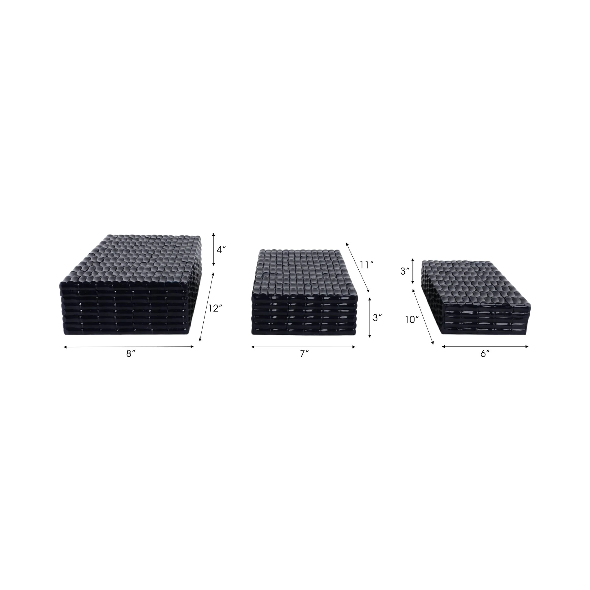 S/3 10/11/12" Faux Bamboo Piece Boxes, Navy - Image 3