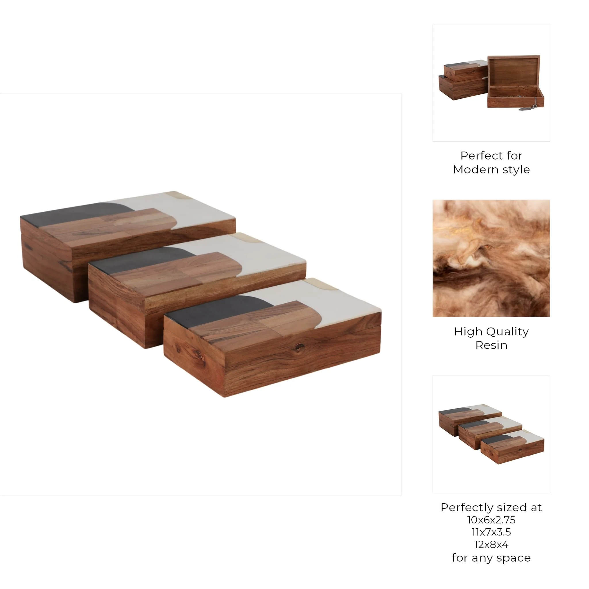 S/3 10/11/12" Mid-century Boxes, Multi - Image 9