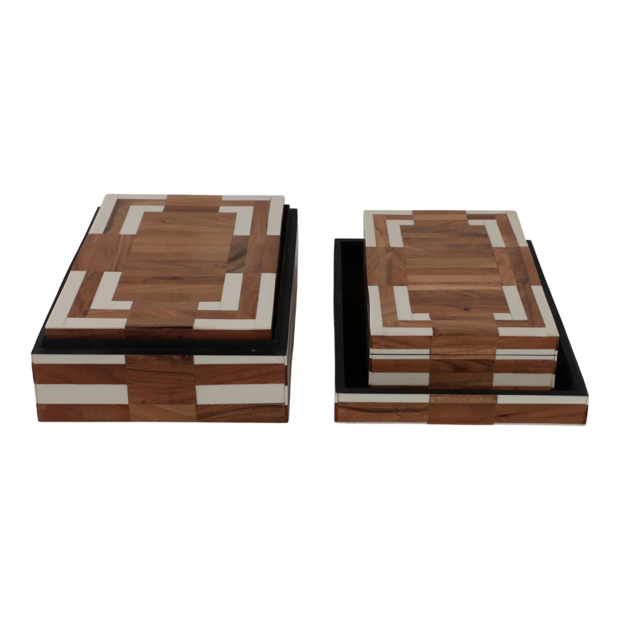S/3 10/11/12" Wood Inlay Boxes, Natural/ivory - Image 5