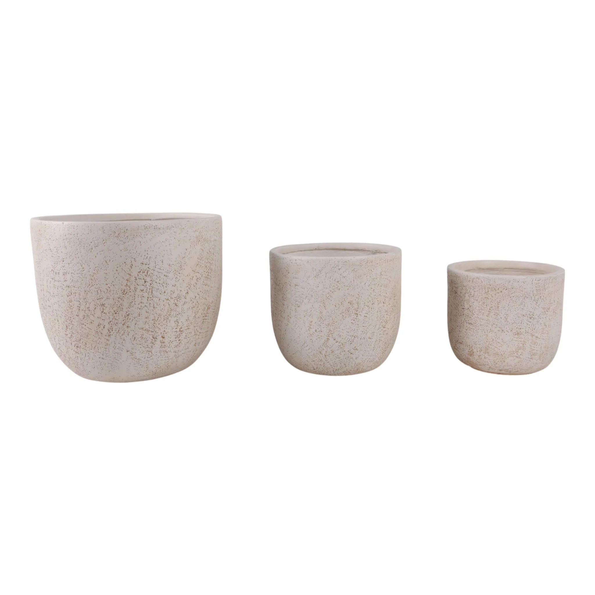 S/3 10/12/16" Cement Texture Resin Planters, Ivory - Image 2