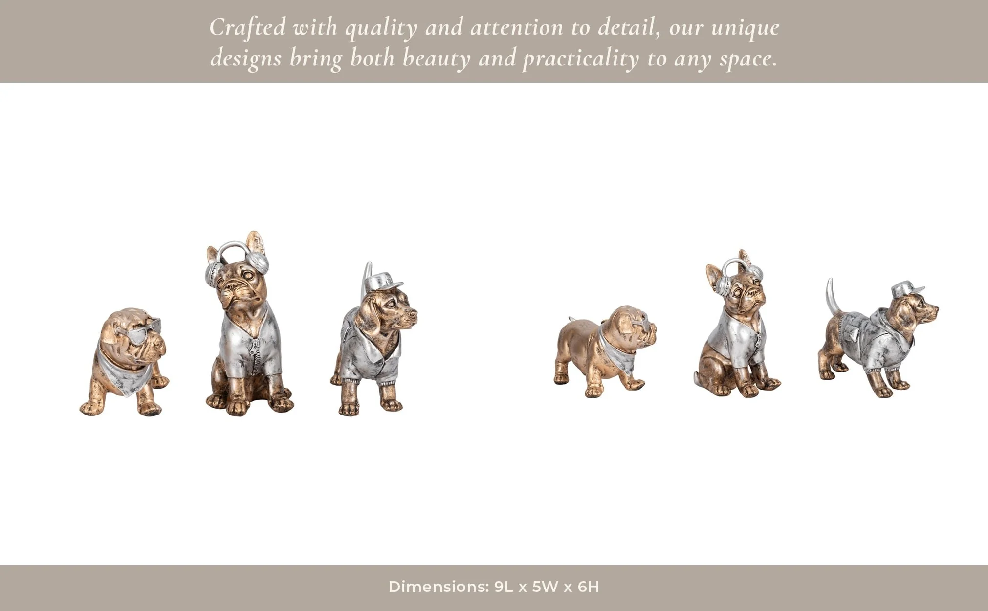 S/3 10" Cool Dogs Decor, Gold - Image 12