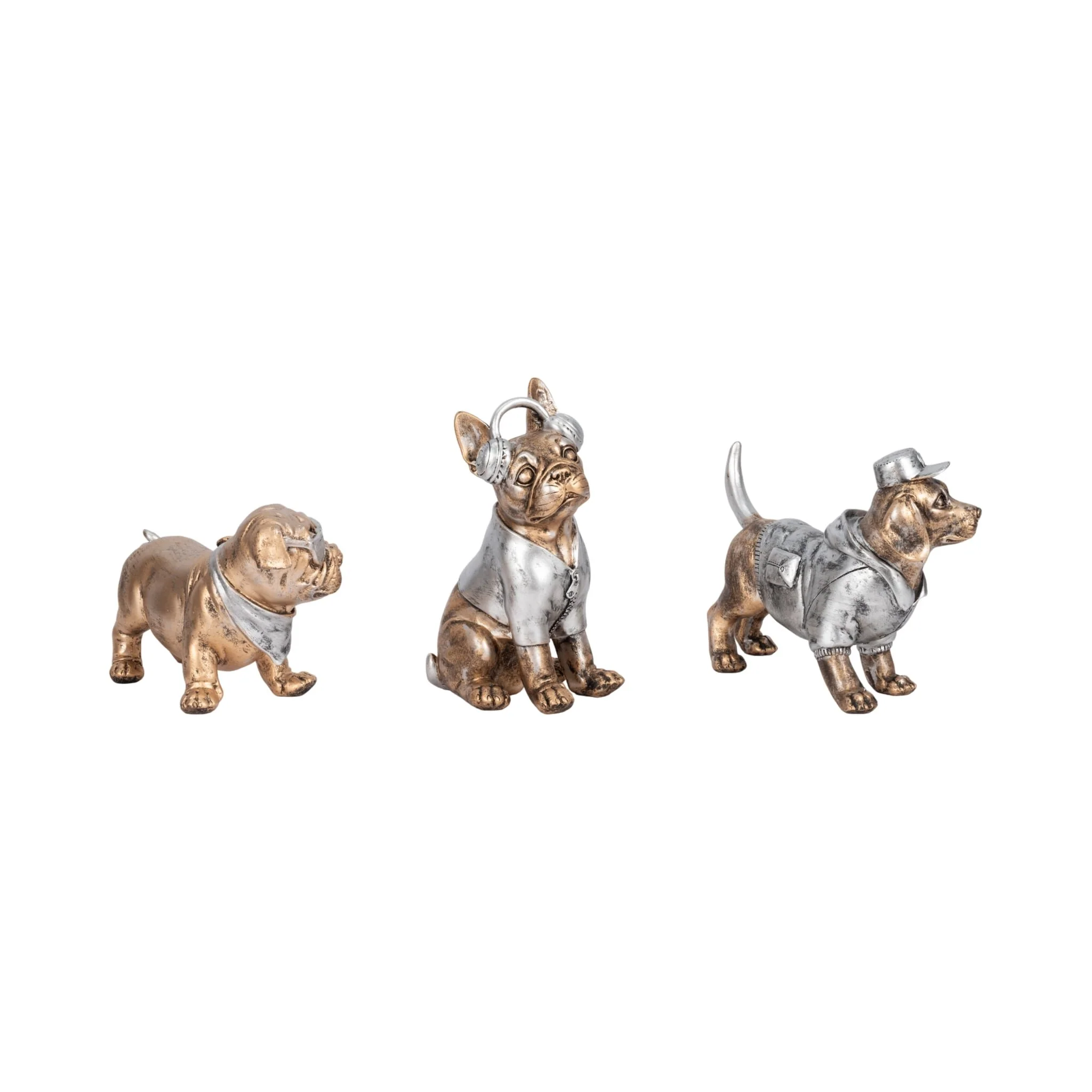 S/3 10" Cool Dogs Decor, Gold - Image 2