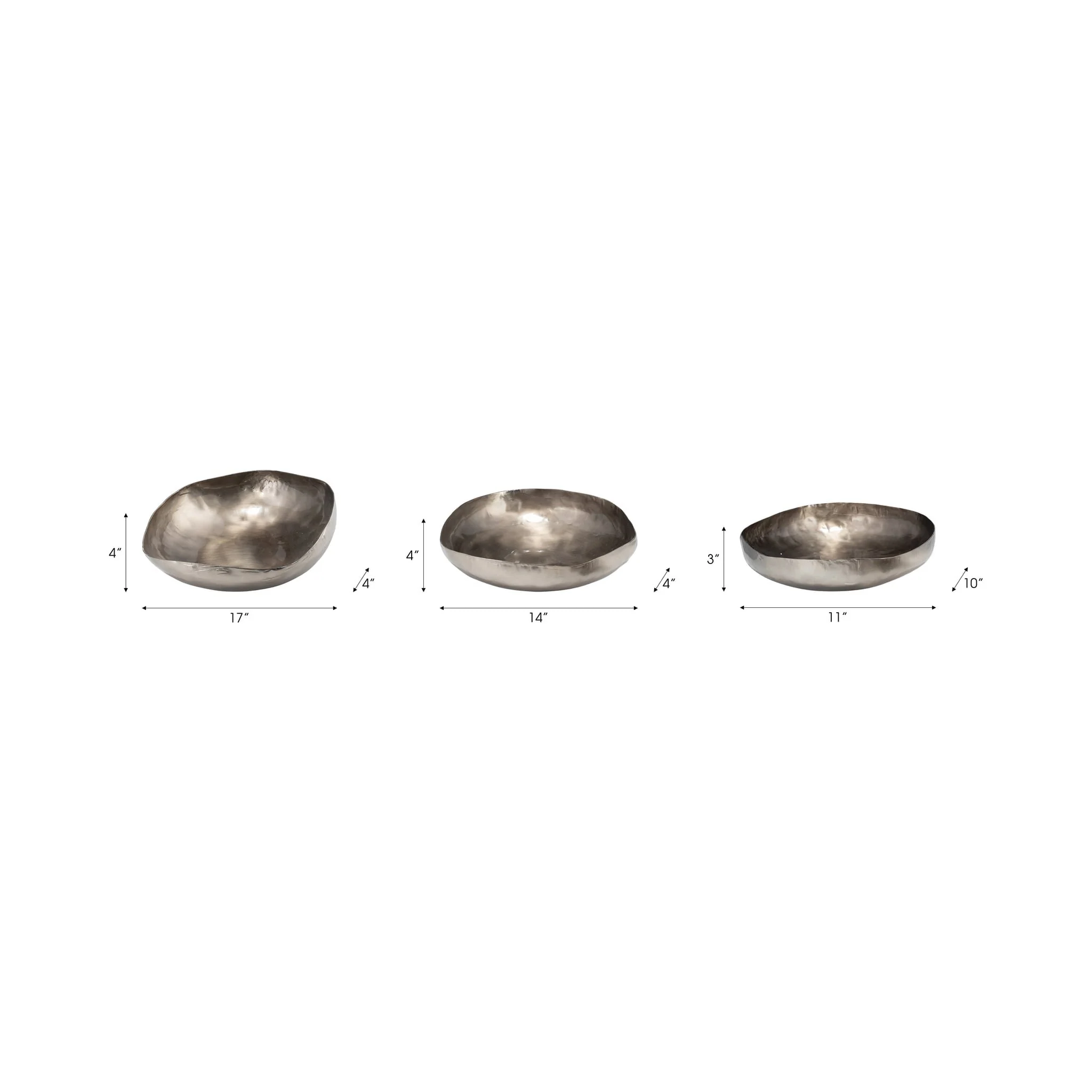 S/3 11/14/17"d Metal, Organic Shaped Bowls, Bronze - Image 7