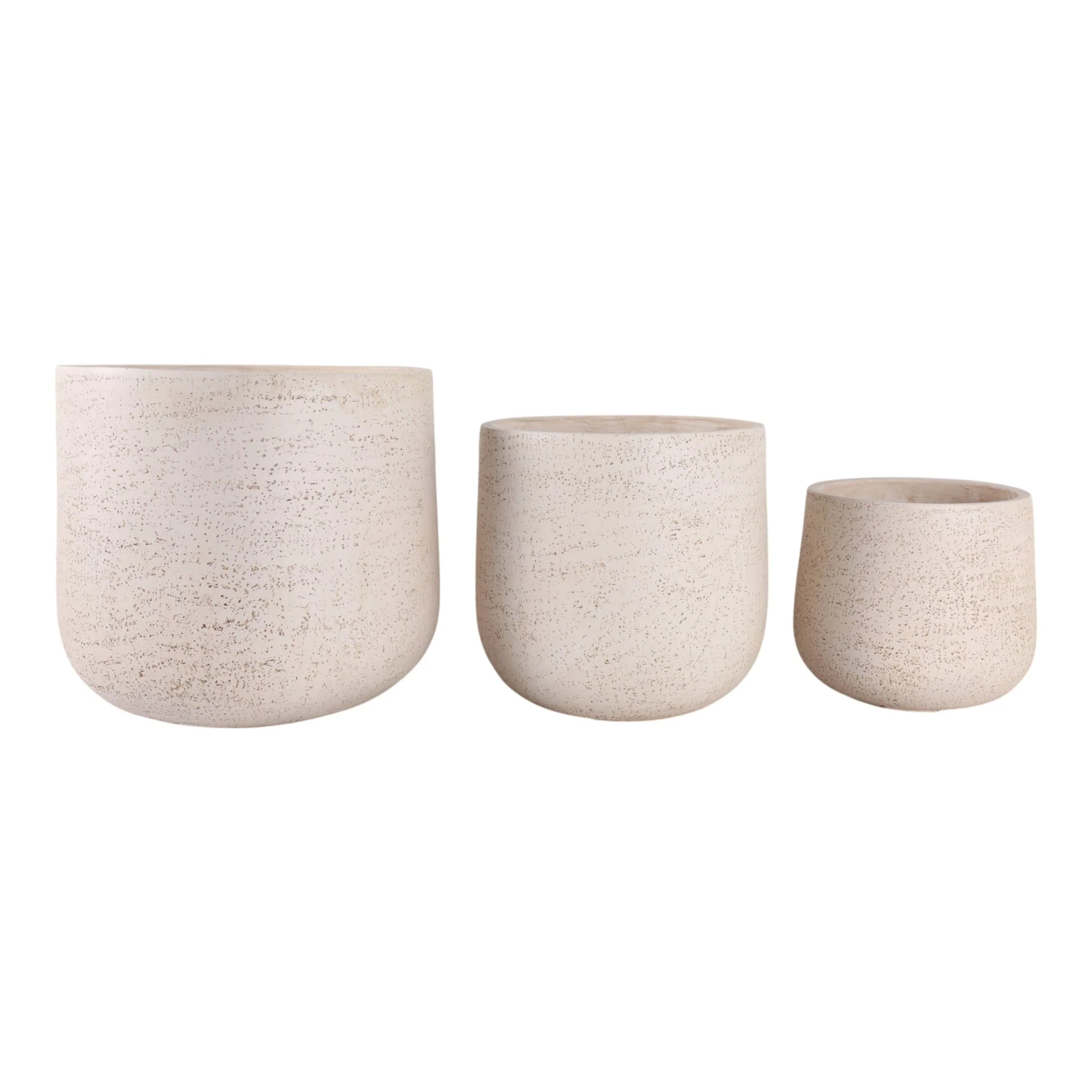 S/3 11/14/18" Resin Cement Texture Planters, Ivory - Image 2