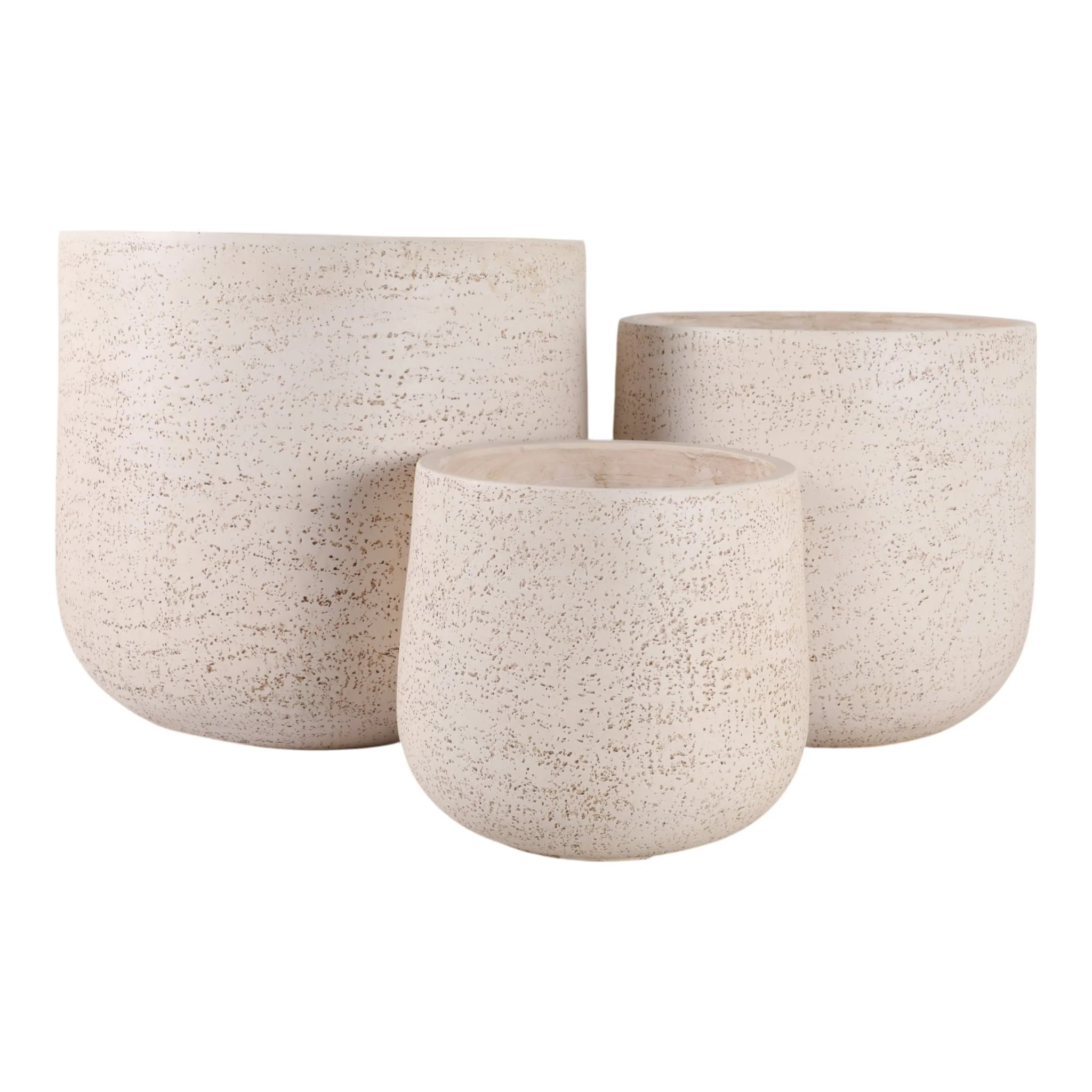 S/3 11/14/18" Resin Cement Texture Planters, Ivory - Image 4
