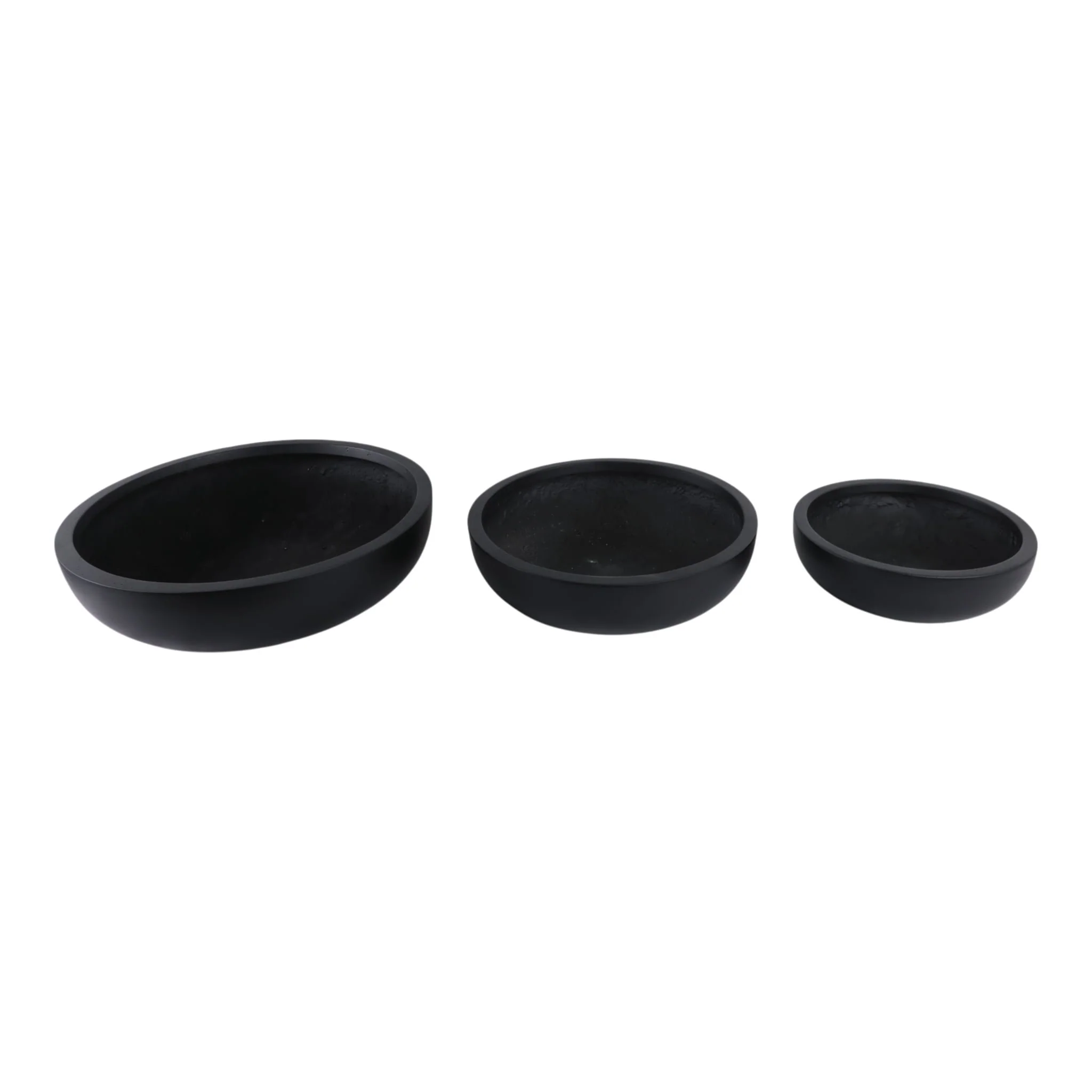 S/3 13/17/21" Low Bowl Planters, Black - Image 2