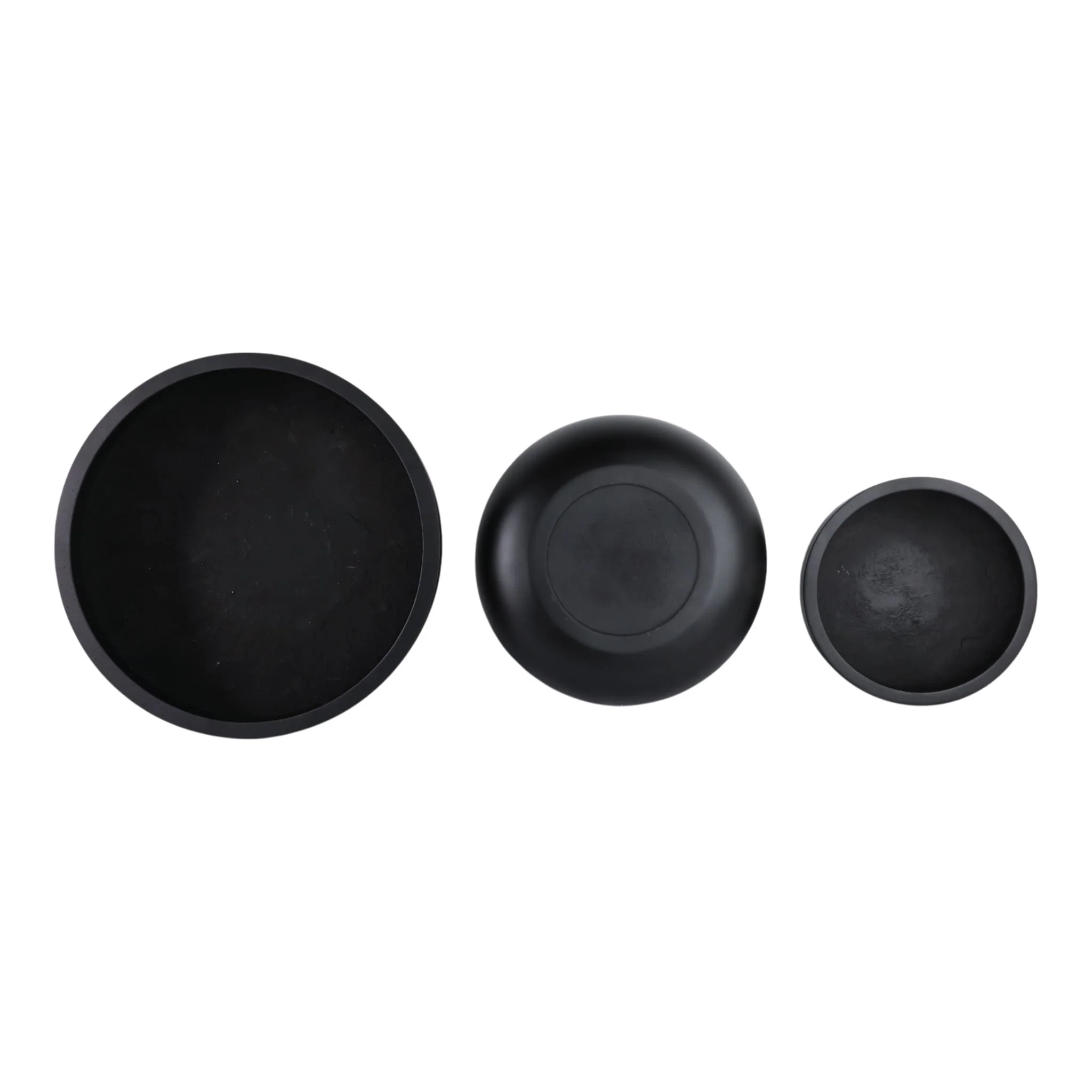 S/3 13/17/21" Low Bowl Planters, Black - Image 6