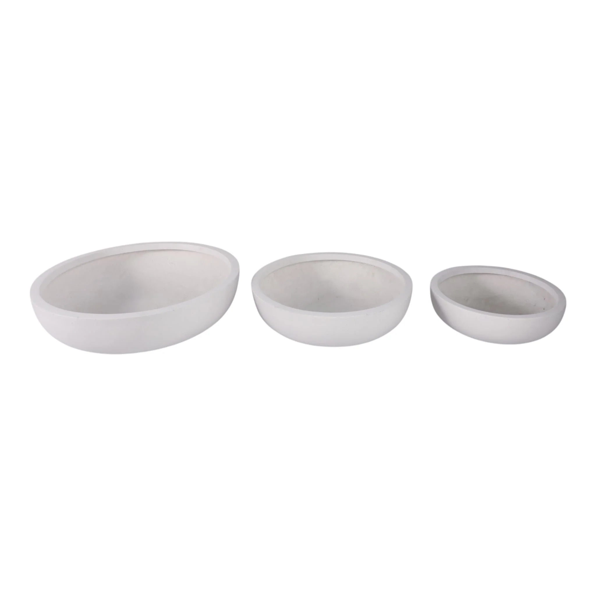 S/3 13/17/21" Low Bowl Planters, White - Image 2